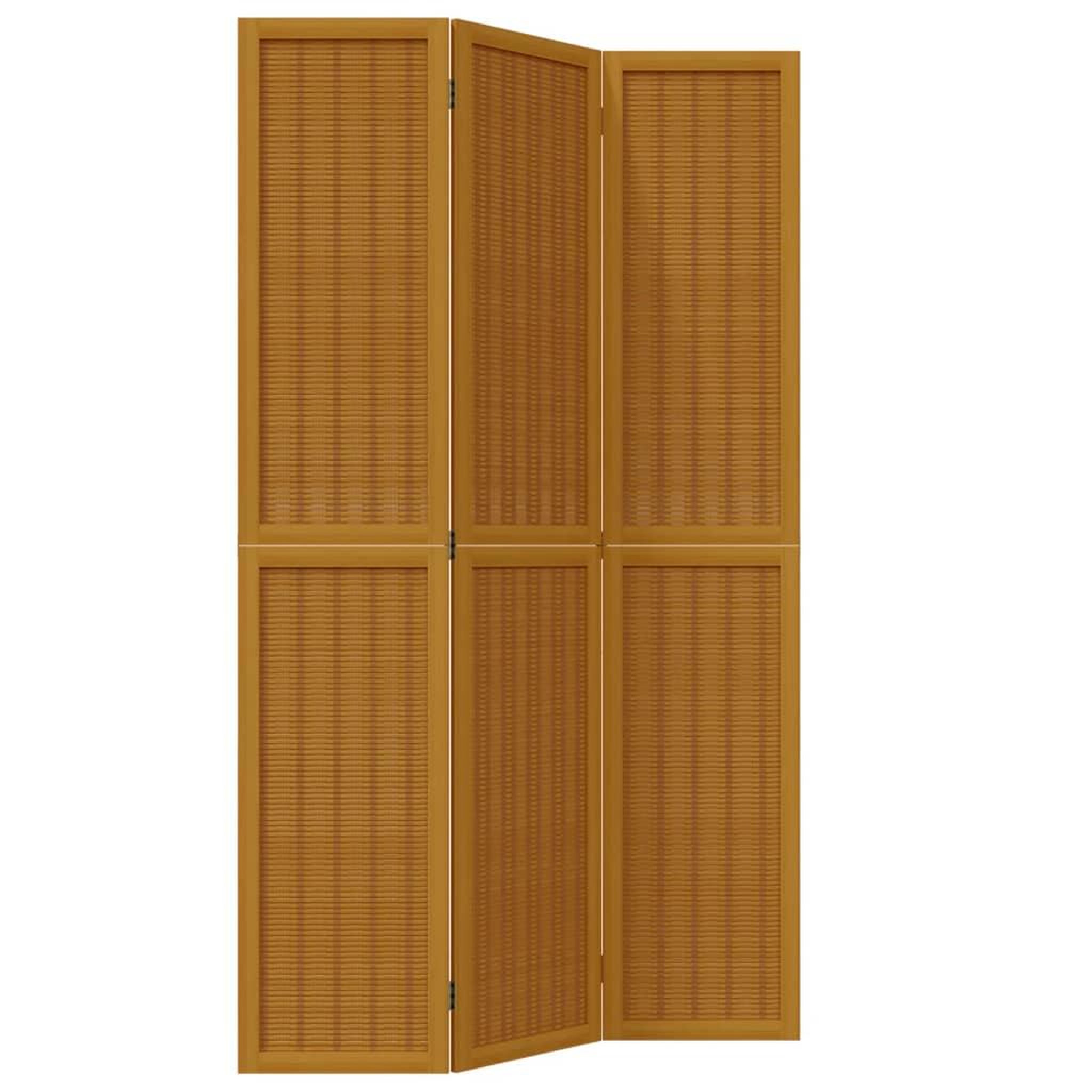 Voir la diapositive 2 : VIDAXL Cloison de separation 3 panneaux marron bois paulownia massif