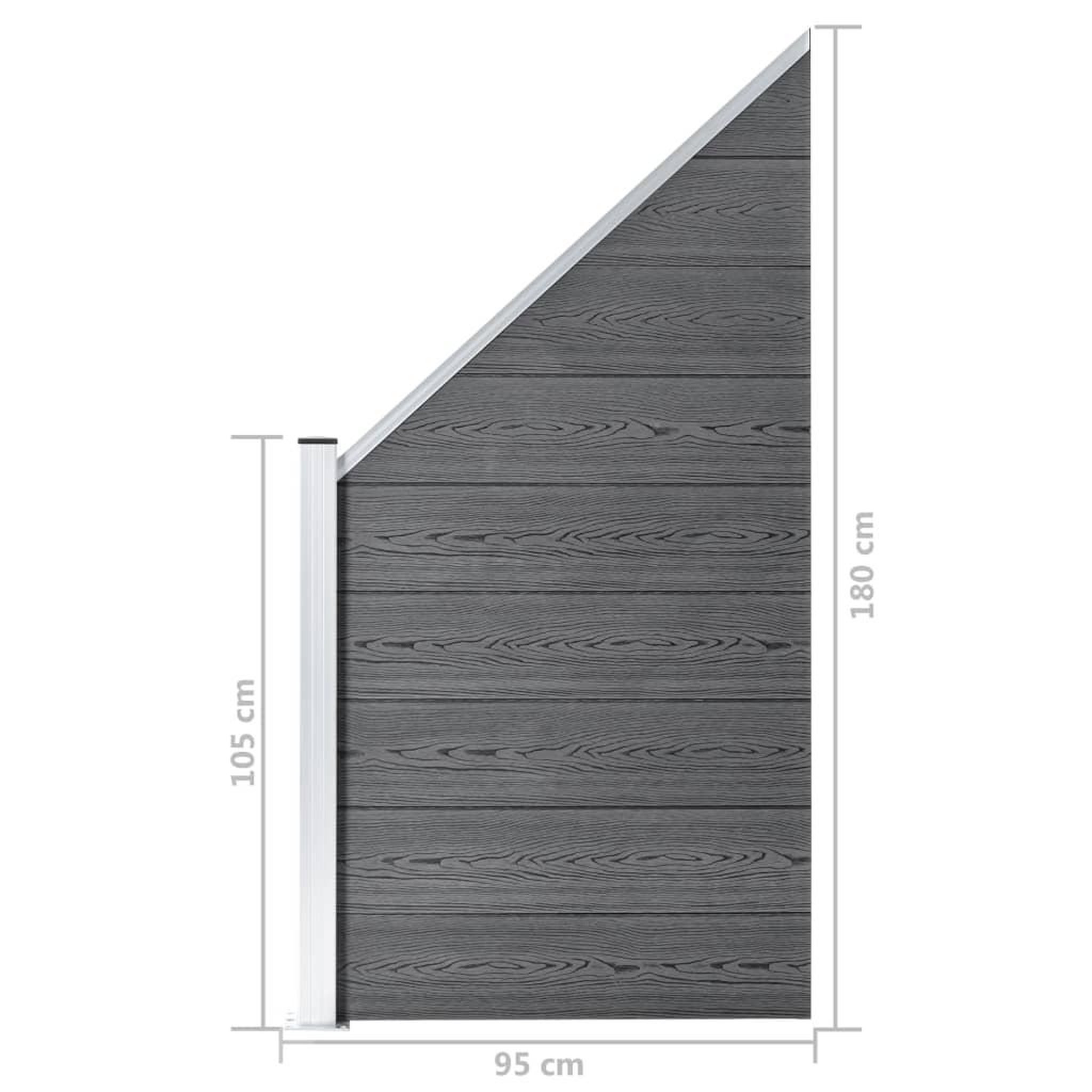 Voir la diapositive 6 : VIDAXL Ensemble de cloture WPC 2 Carre + 1 Incline 446 x 186 cm Gris