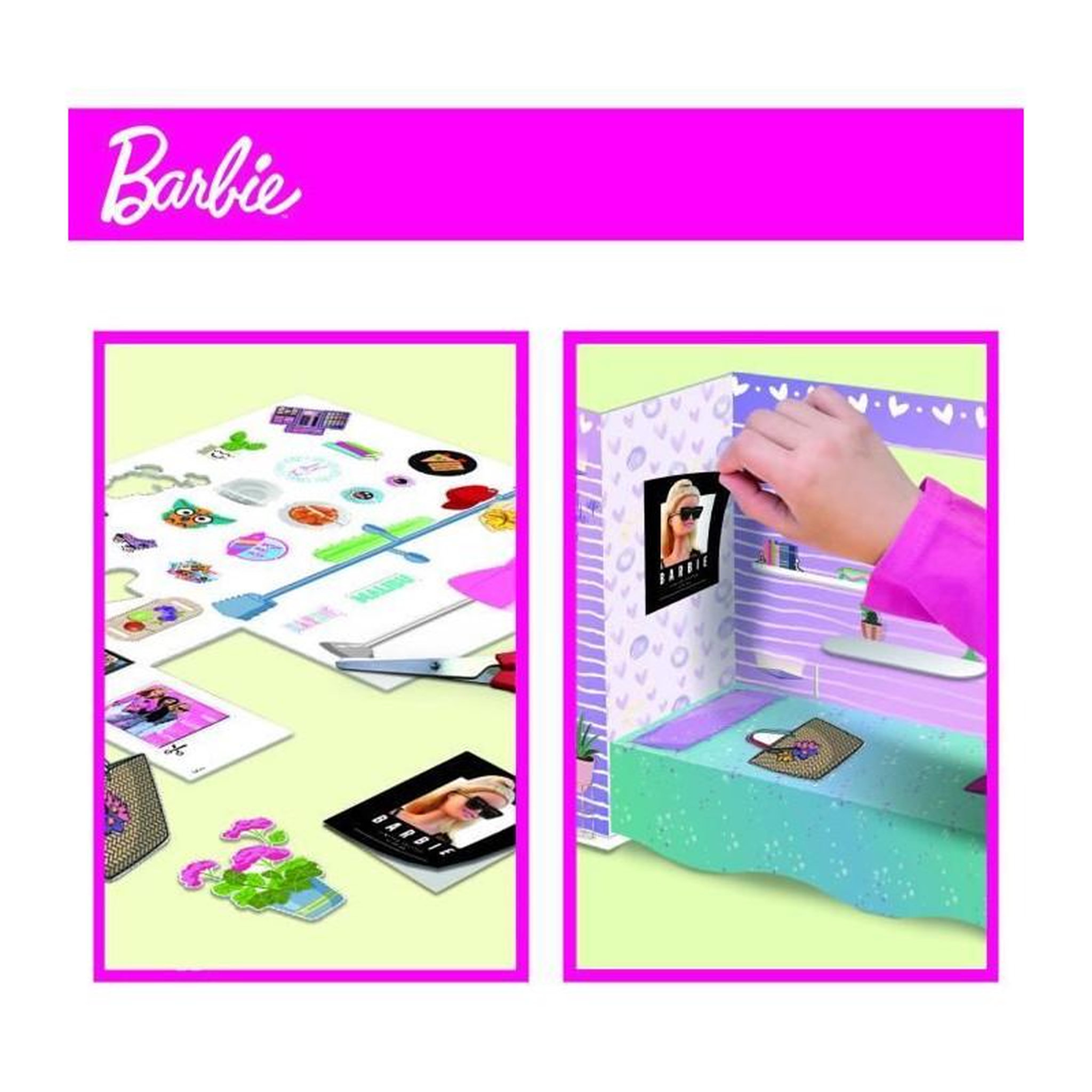 Voir la diapositive 5 : LISCIANI GIOCHI Loft a monter et a décorer éco responsable - Barbie - en carton rigide avec poupéé Barbie - LISCIANI