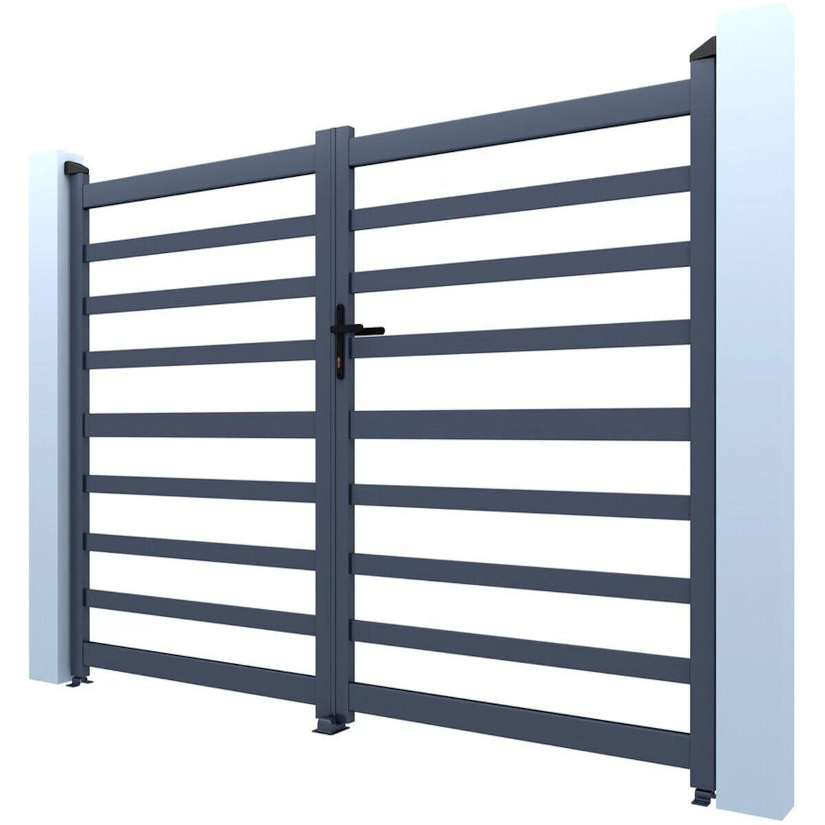 Habitat et Jardin Portail aluminium ajouré  Martin  - 340 x 180 cm - Gris