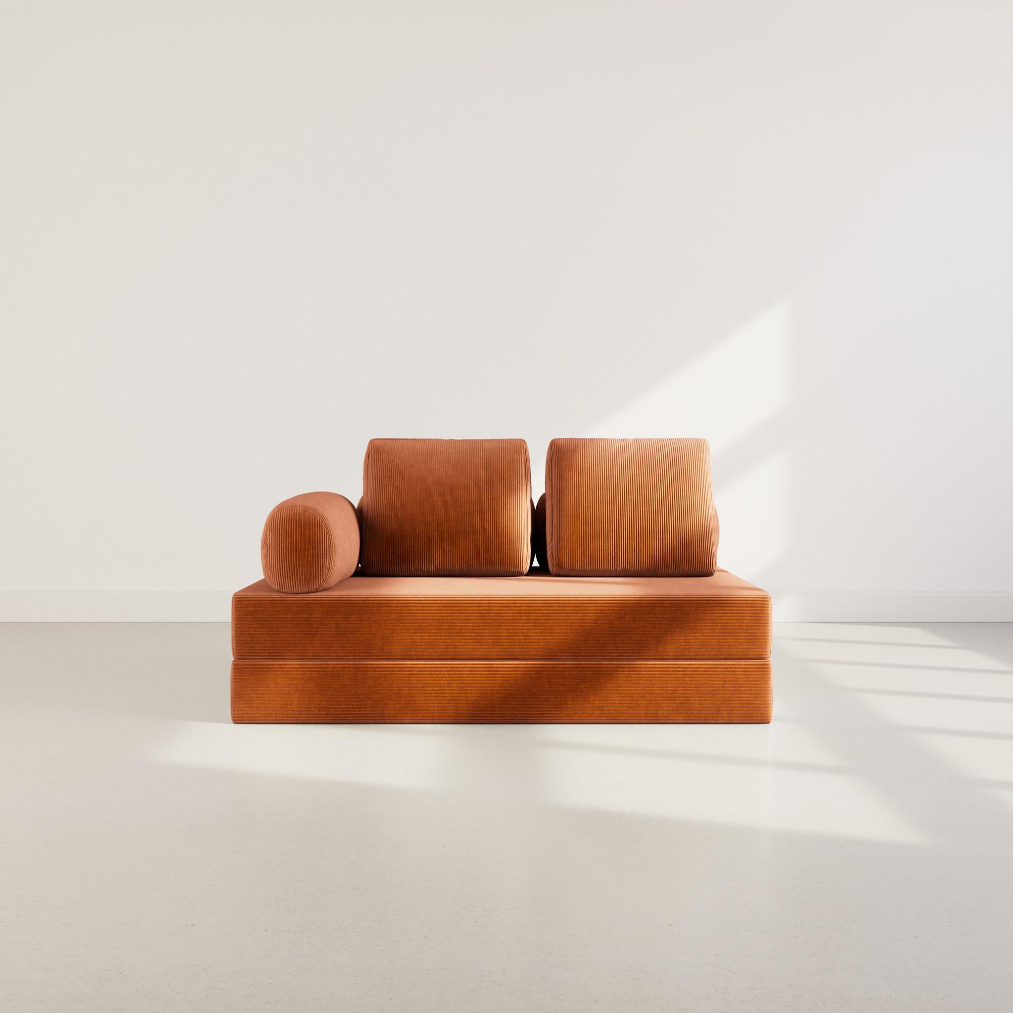 Voir la diapositive 2 : LISA DESIGN Lonny - canapé 3 places convertible en velours côtelé
