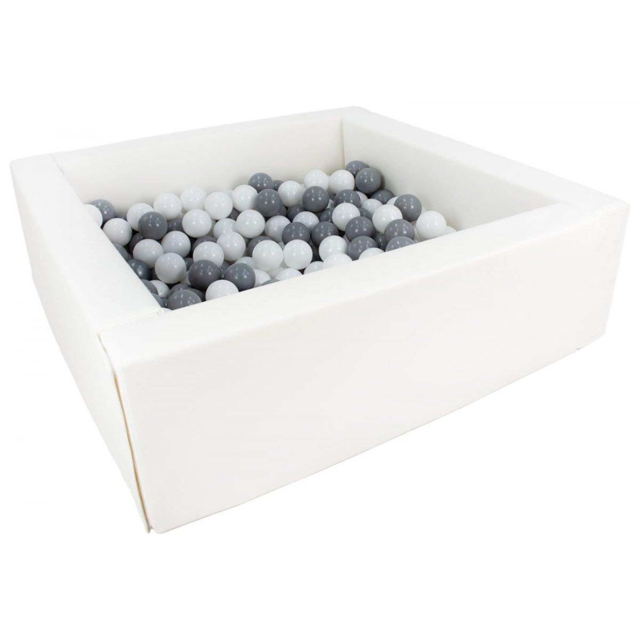 VELINDA Piscine à balles carrée avec 200 balles - blanc/blanc, gris