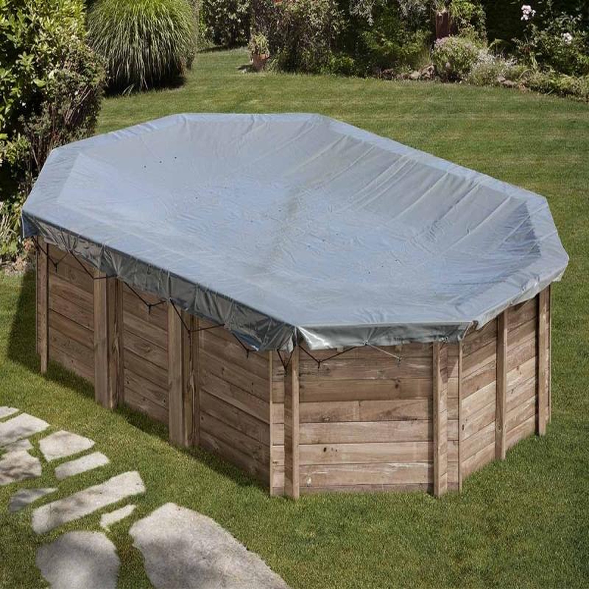 GRE Bâche d'hivernage pour piscine bois octogonale grenade 4,36 x 3,36 m - gré