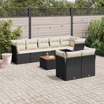 VIDAXL Salon de jardin 9 pcs avec coussins noir resine tressee