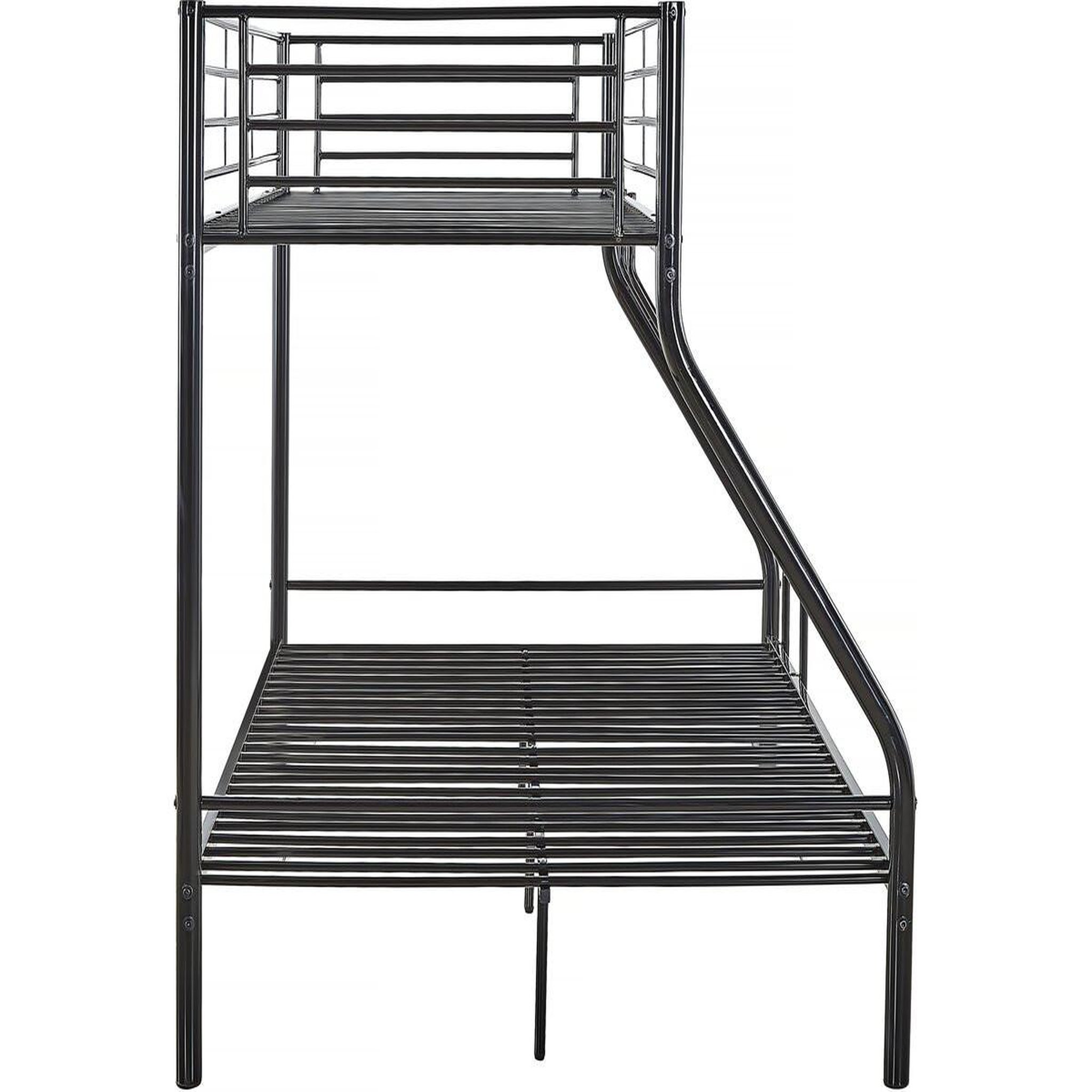 Voir la diapositive 4 : Habitat et Jardin Lit superposé en métal  leo  sommiers inclus - 90/140 x 190 cm - noir
