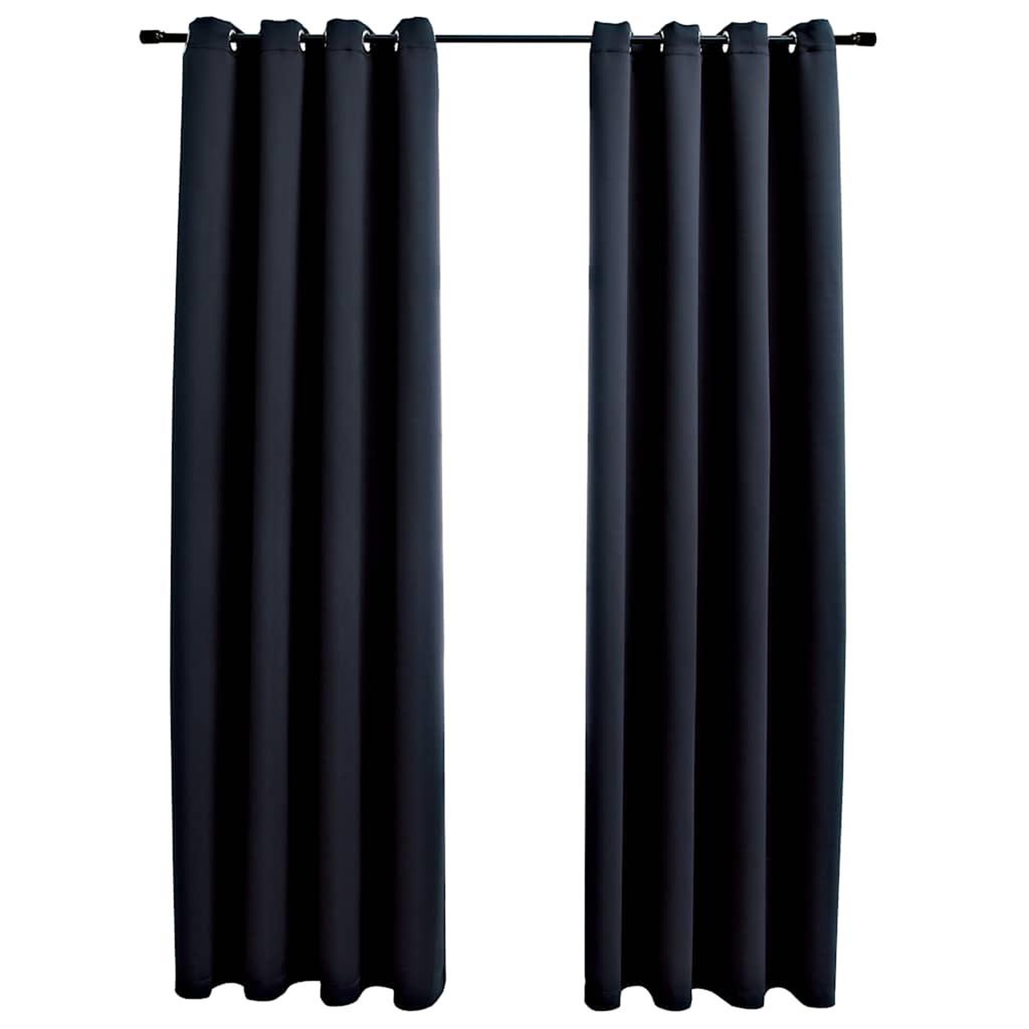 Voir la diapositive 2 : VIDAXL Rideaux occultants avec anneaux en metal 2 pcs Noir 140x225 cm