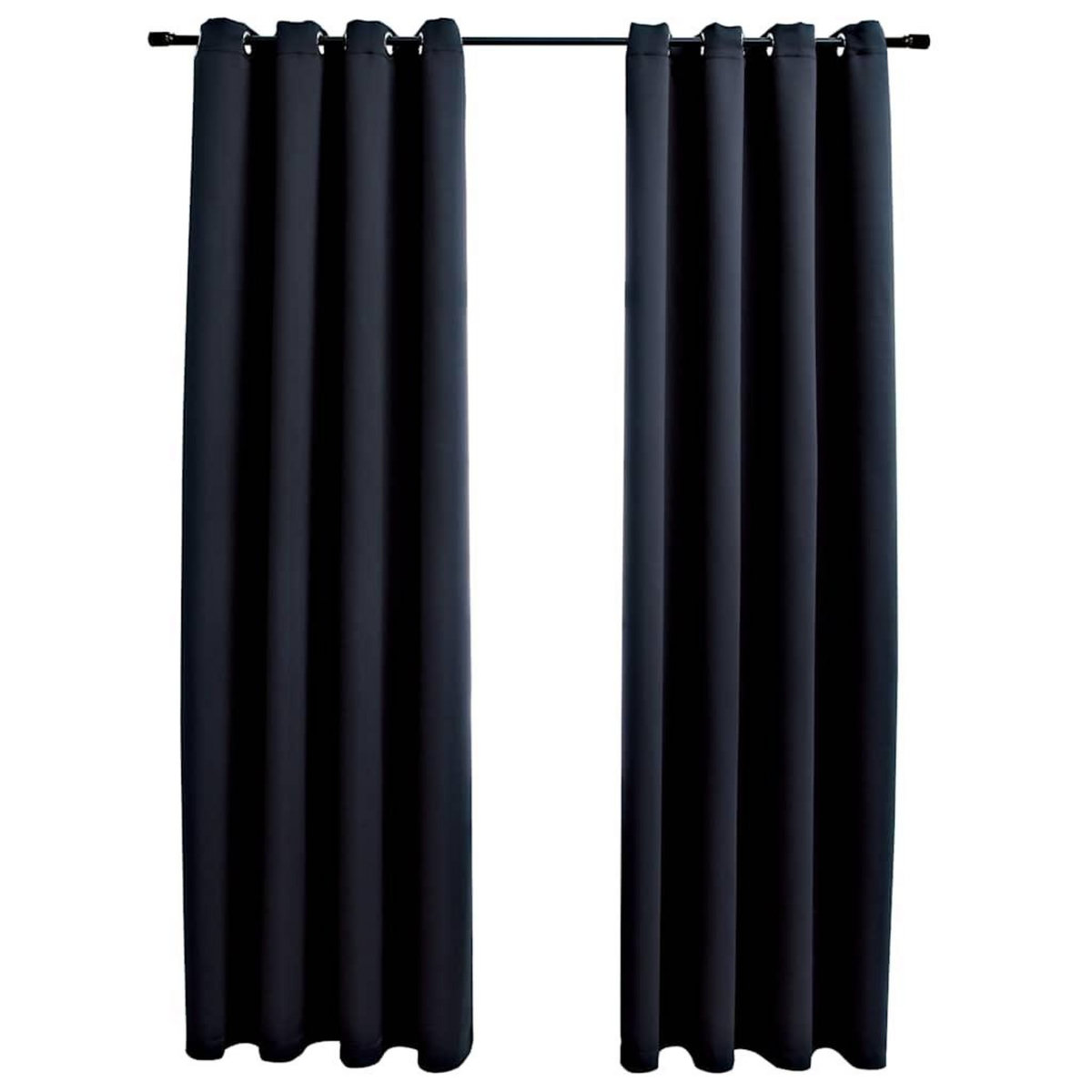 VIDAXL Rideaux occultants avec anneaux en metal 2 pcs Noir 140x225 cm