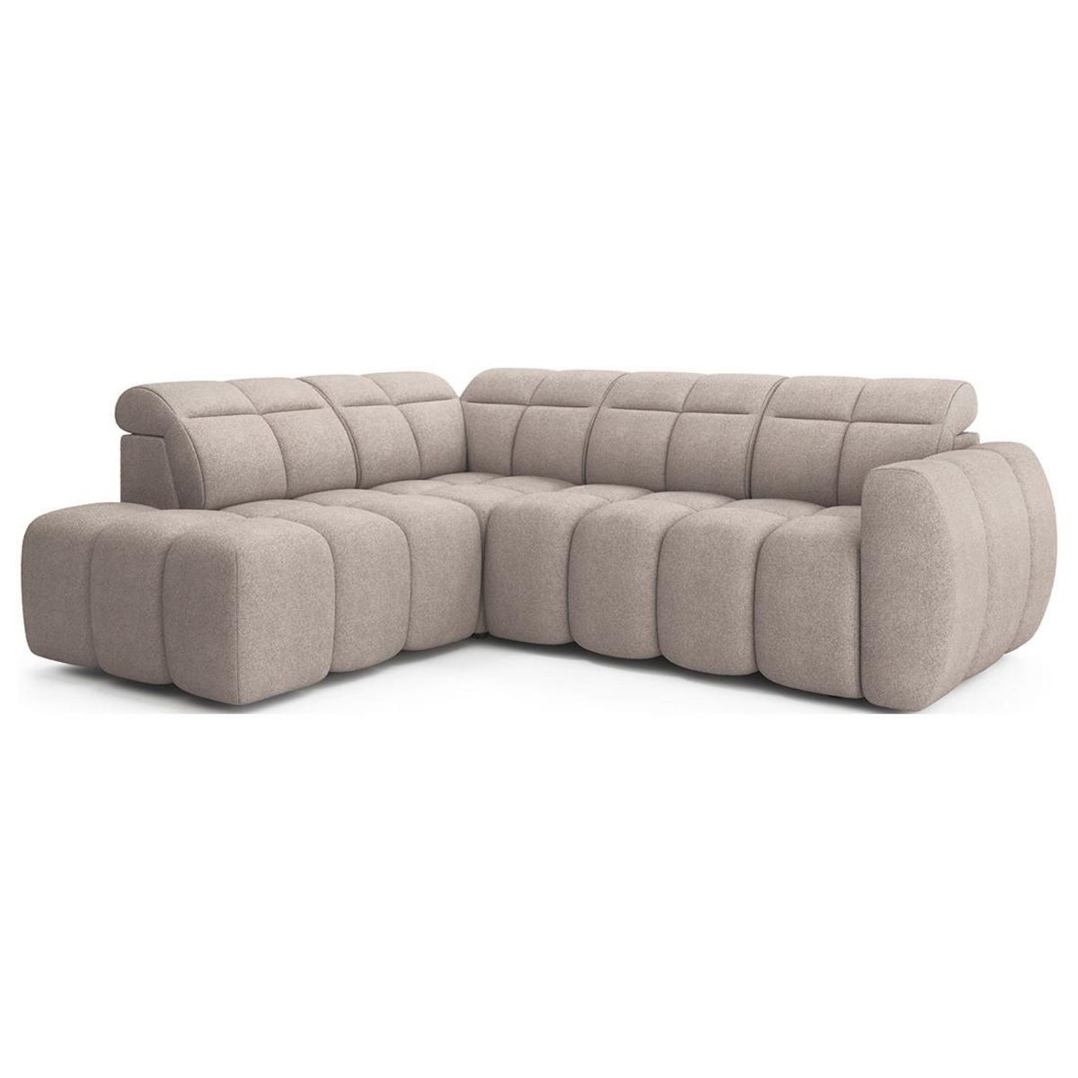 BEST MOBILIER Basile - canapé d'angle gauche 4 places assise extensible électrique avec coffre en tissu texturé