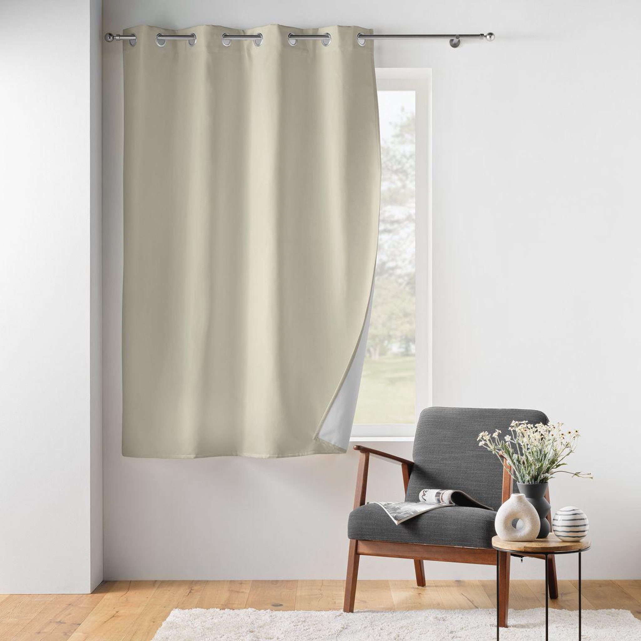 Voir la diapositive 5 : Douceur d'Intérieur Rideau isolant thermique  micropolar  135x180cm lin