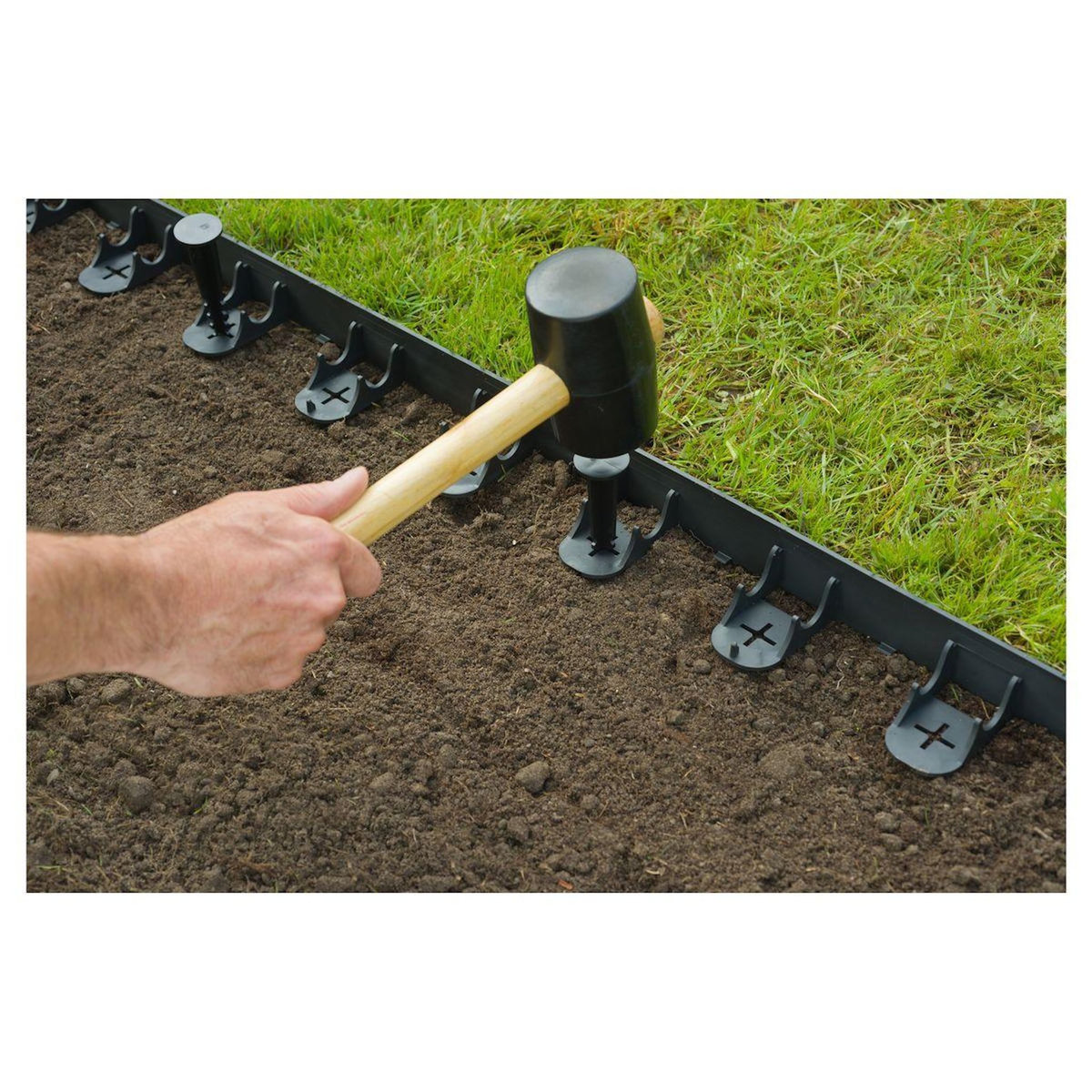 Nature Bordure à gazon - PP/PE, noir, 16x ancres