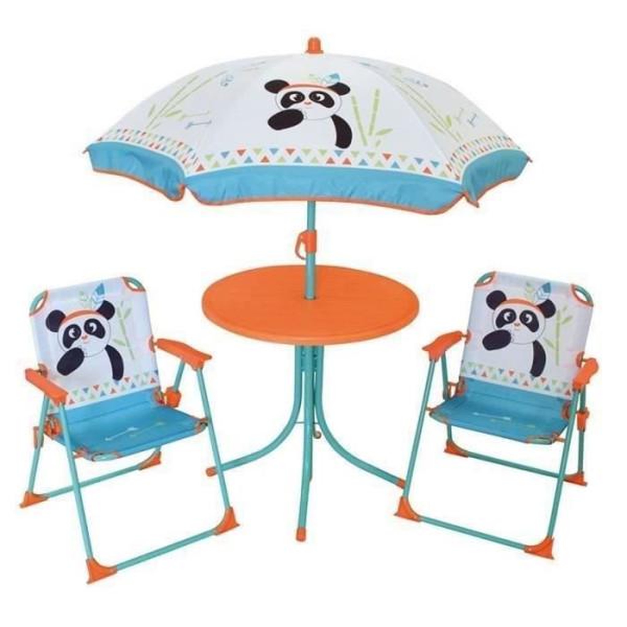 Fun House Fun house 713095 indian panda salon de jardin avec une table, 2 chaises pliables et un parasol pour enfant