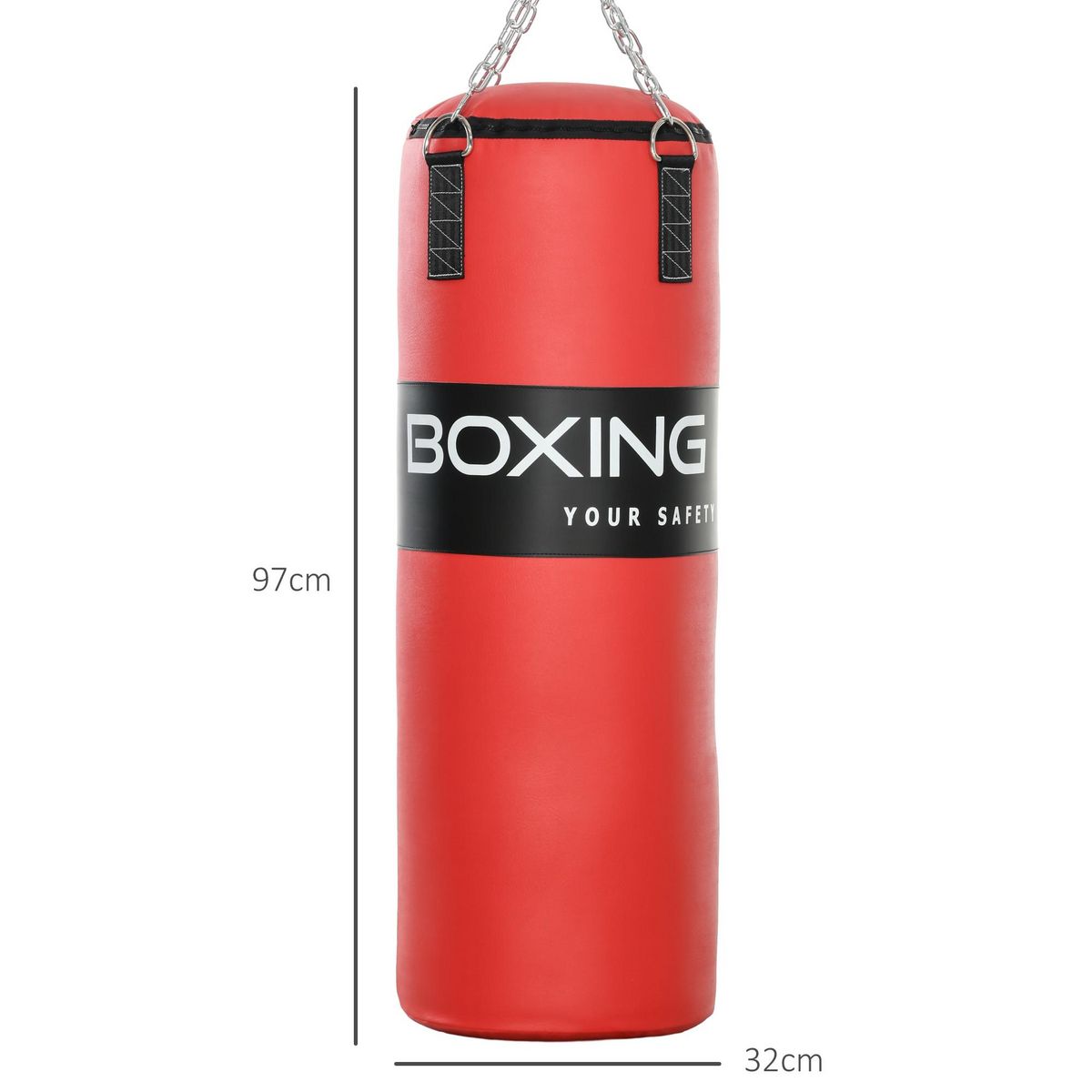 HOMCOM Sac de frappe à suspendre - kit de fixation, chaine 4 points, gants inclus - acier PVC EPE rouge noir