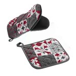 Douceur d'Intérieur Ensemble gant et manique Crédence - Rouge et Gris