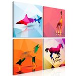 Paris Prix Tableau Imprimé 4 Panneaux  Geometric Animals. Coloris disponibles : Multicolore