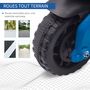 Voir la diapositive 6 : HOMCOM Moto électrique enfant 6 V 3 Km/h effet lumineux et sonore roulettes amovibles repose-pied valises latérales métal PP bleu noir