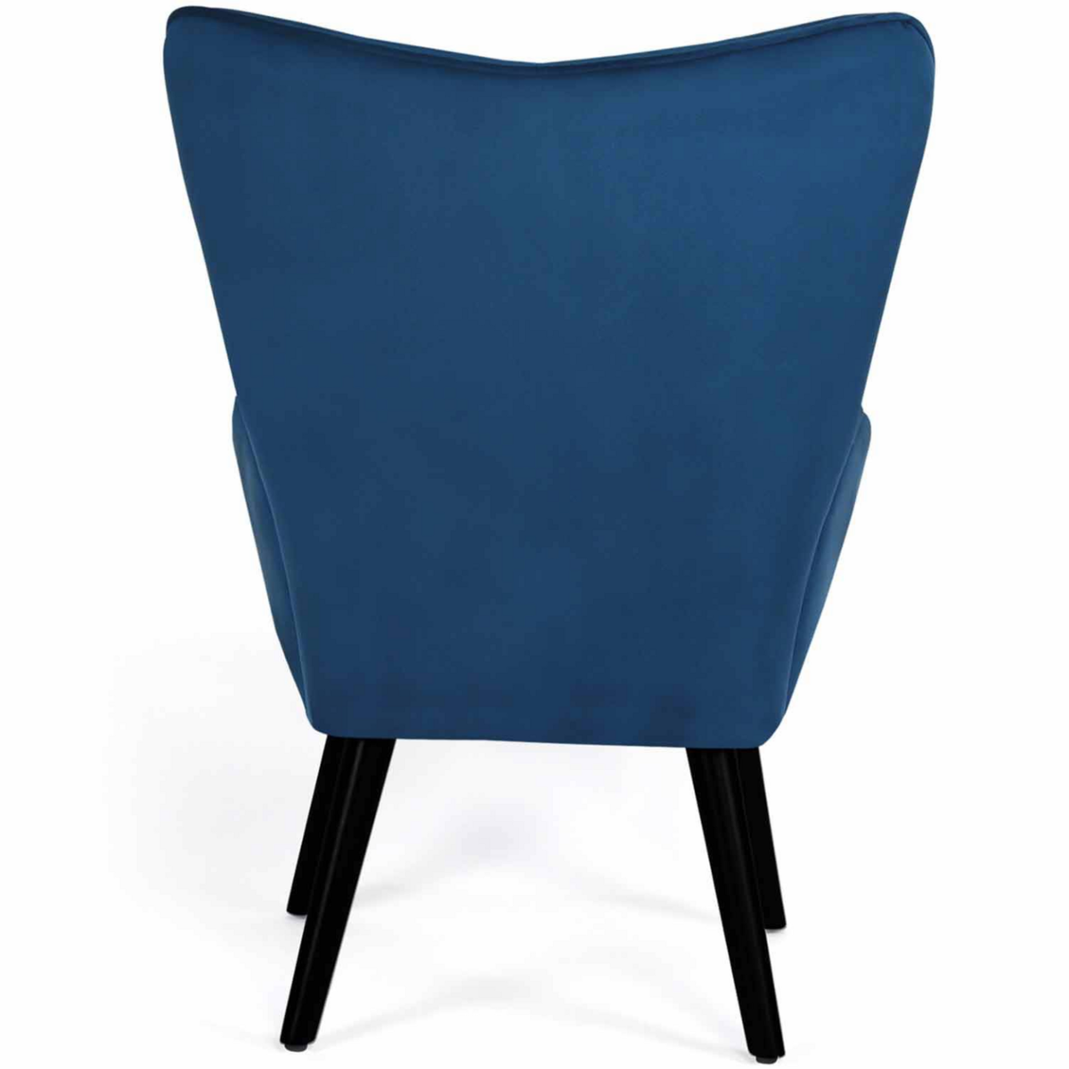 ID MARKET Fauteuil scandinave ANIA avec repose pieds velours bleu