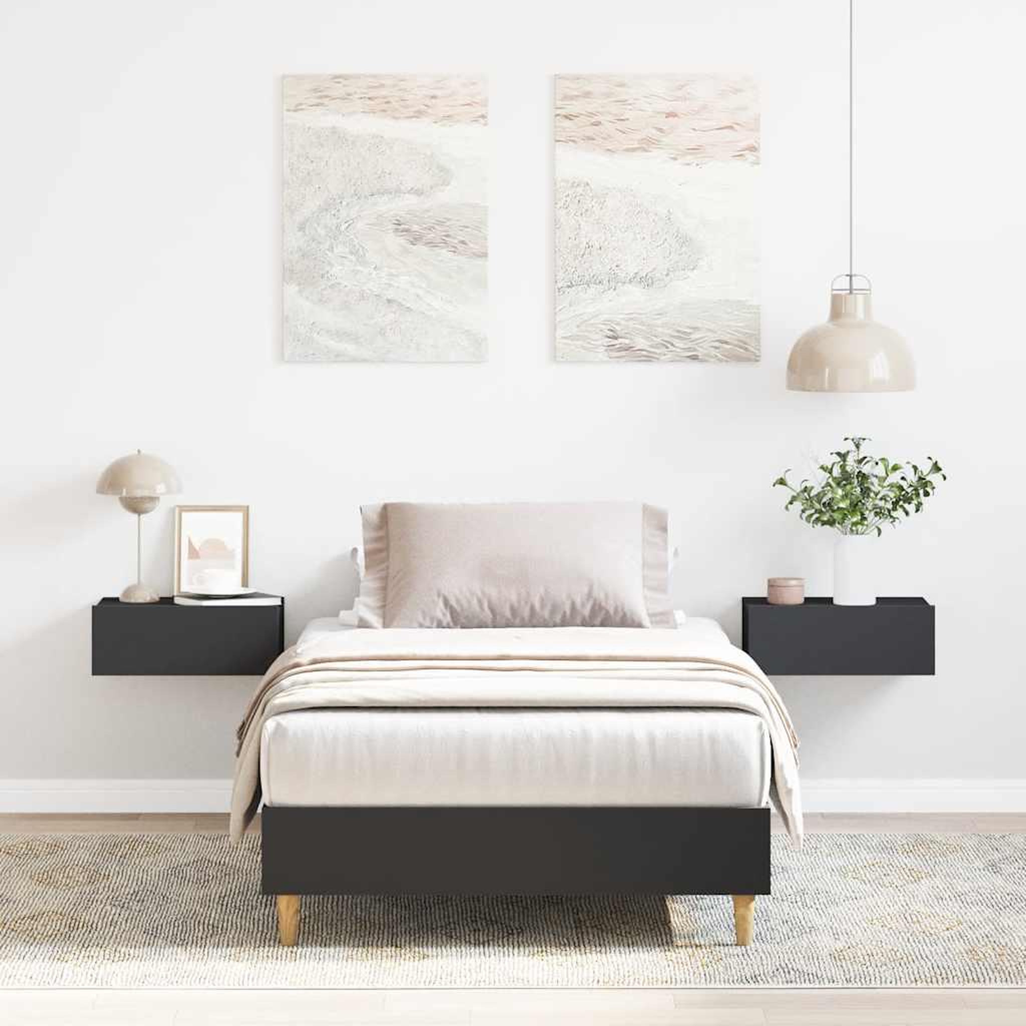 VIDAXL Cadre de lit sans matelas noir 90x200 cm bois d'ingenierie