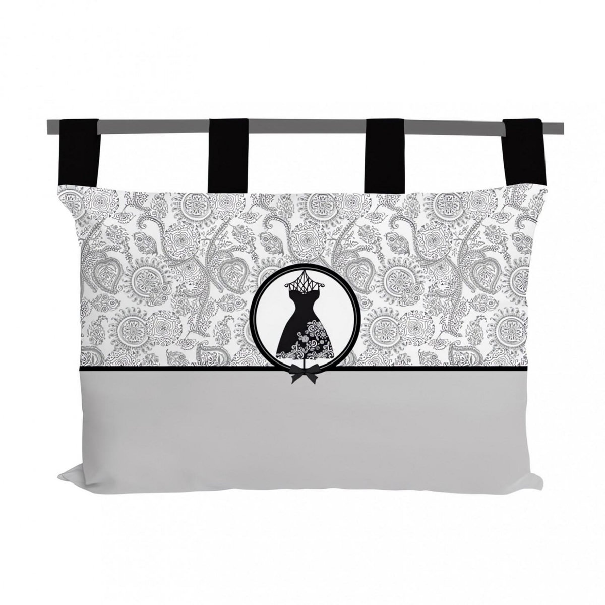 SOLEIL D'OCRE Tête de lit en coton 45X70 cm BLACK DRESS, par Soleil d'ocre