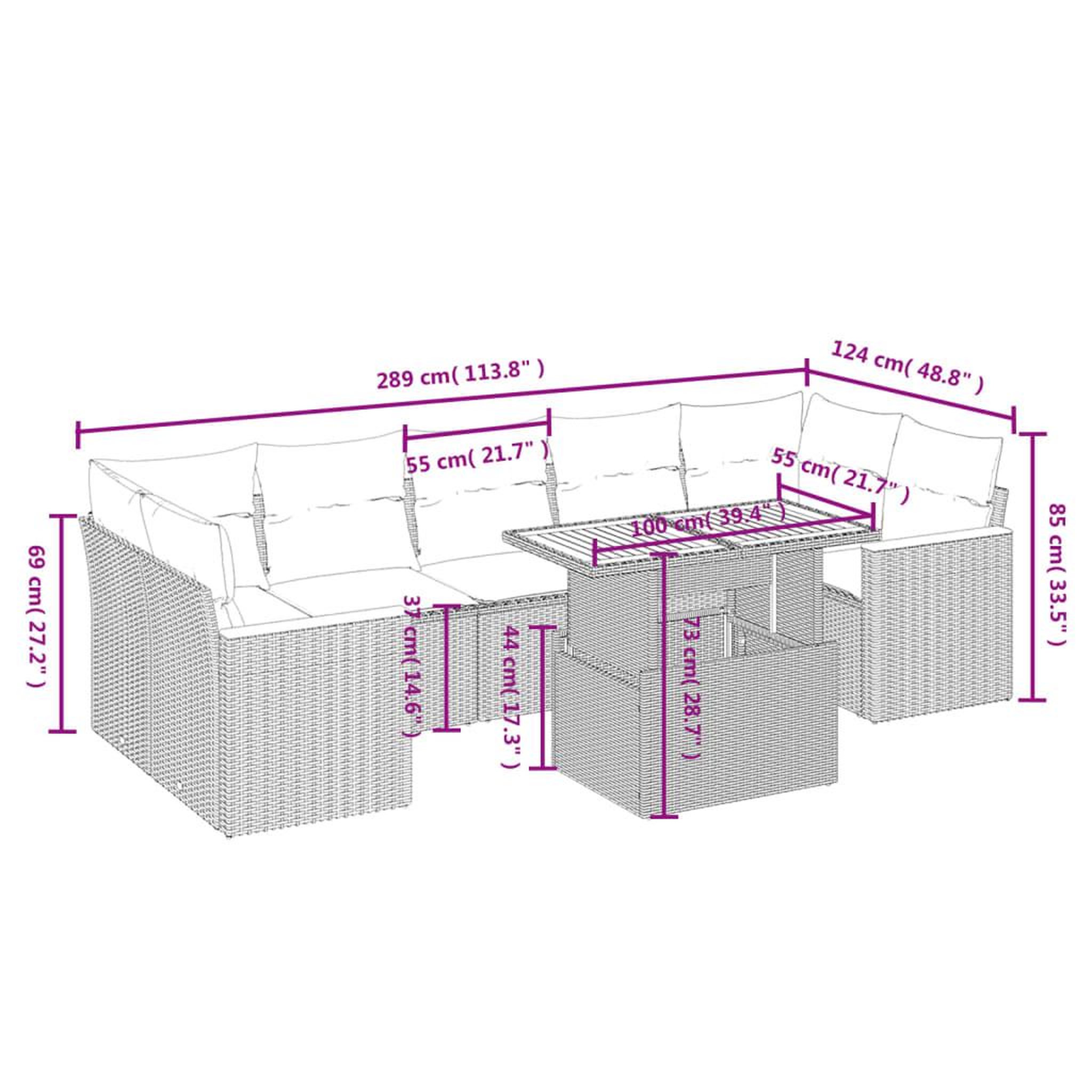Voir la diapositive 3 : VIDAXL Salon de jardin 8 pcs avec coussins noir resine tressee