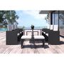 Voir la diapositive 5 : CONCEPT USINE Table et chaises 10 places en résine tressée noir et blanc FLORIDA