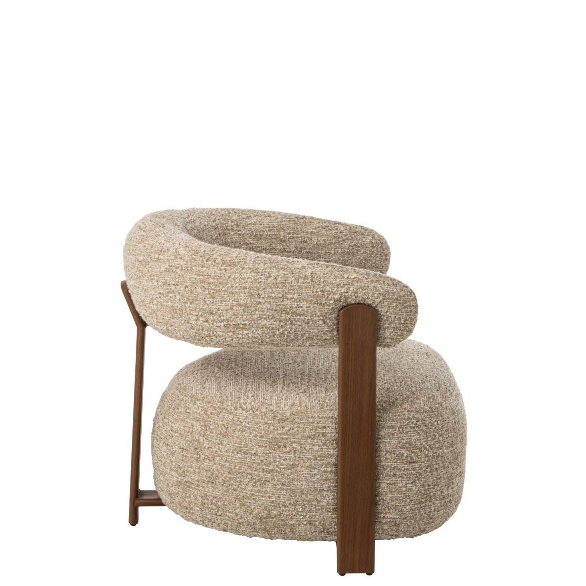 Voir la diapositive 3 : J-LINE Fauteuil Design en Tissu  Thilde  78cm Beige
