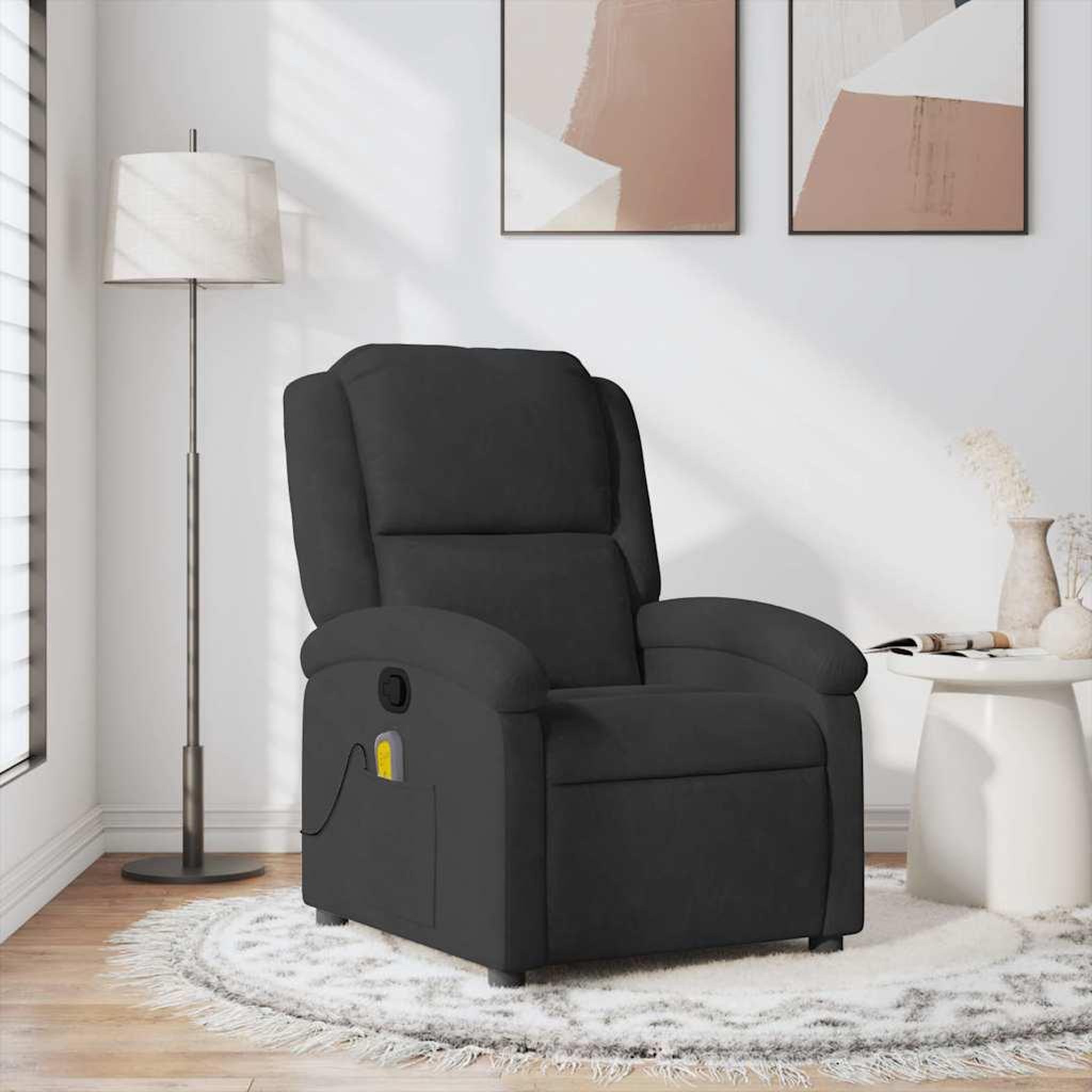 VIDAXL Fauteuil de massage inclinable noir velours