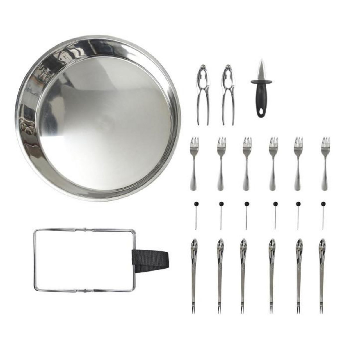 Paris Prix Plateau de Service Fruits de Mer  22 Accessoires  40cm Argent