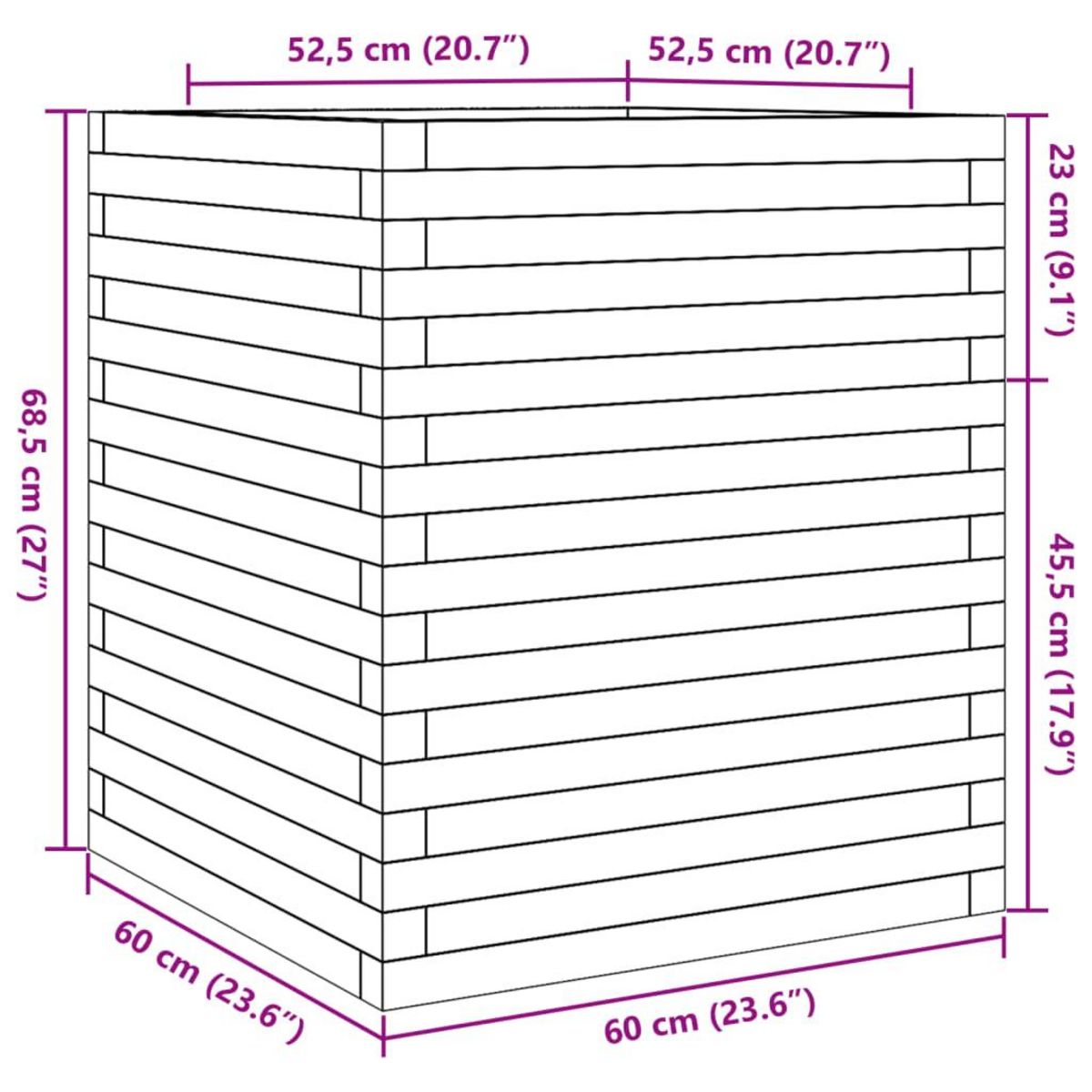VIDAXL Jardiniere blanc 60x60x68,5 cm bois de pin massif