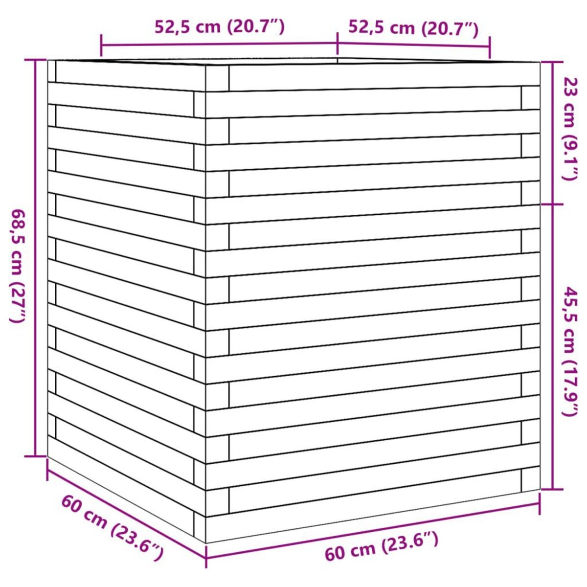 VIDAXL Jardiniere blanc 60x60x68,5 cm bois de pin massif