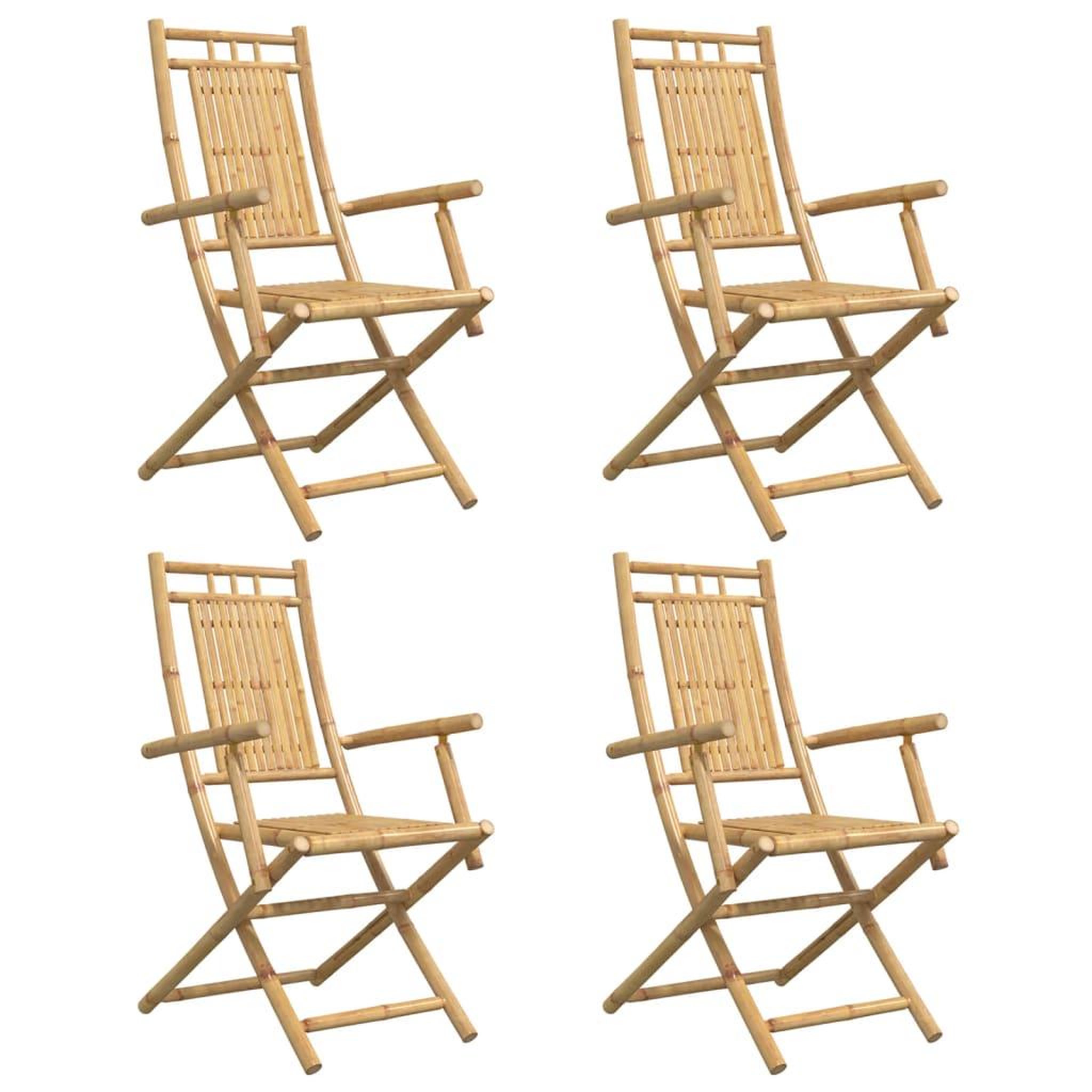 Voir la diapositive 4 : VIDAXL Chaises pliables de jardin lot de 4 53x66x99 cm bambou