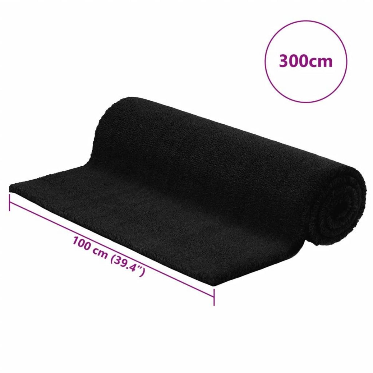 VIDAXL Tapis de porte noir 100x300 cm fibre de coco touffete