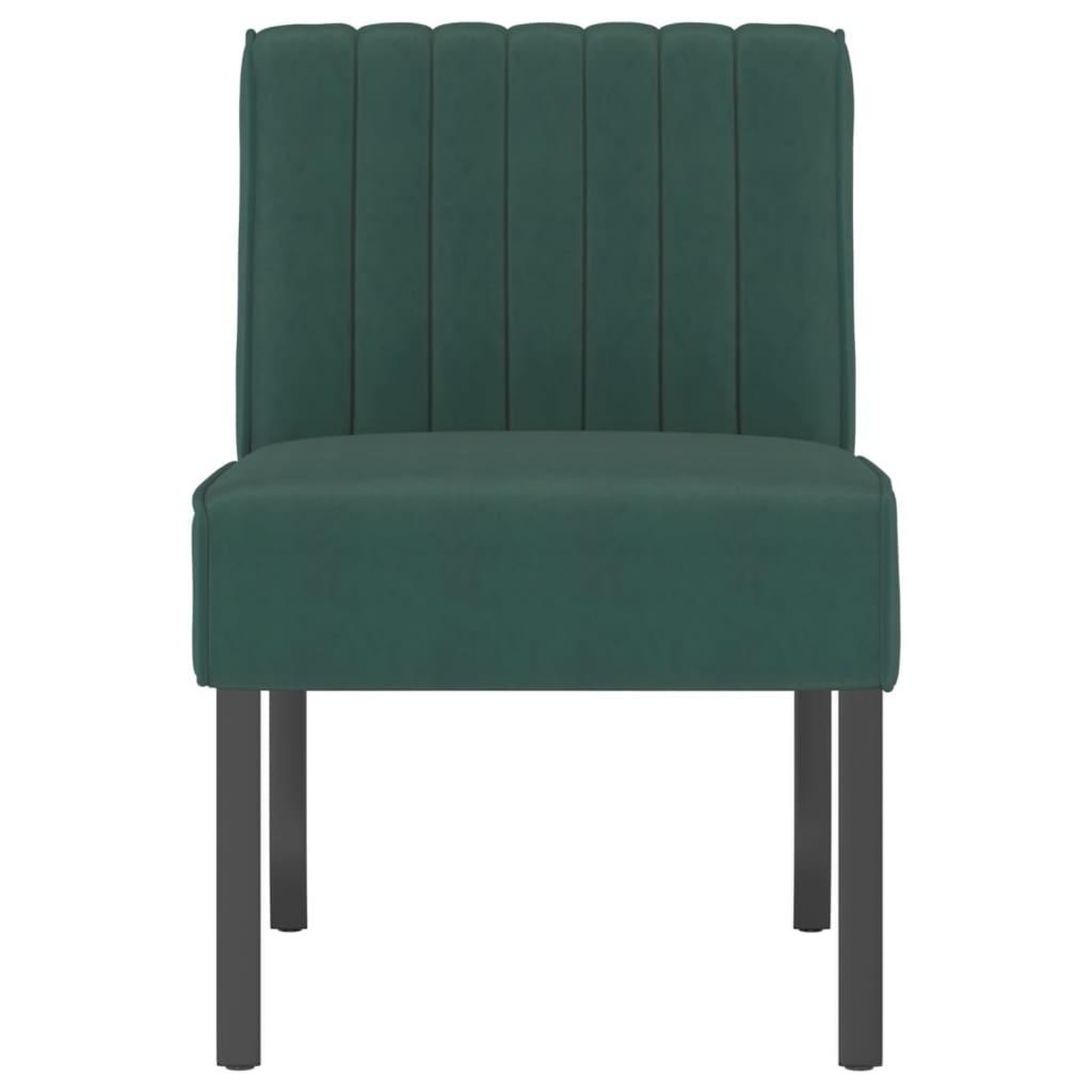 Voir la diapositive 3 : VIDAXL Fauteuil sans accoudoirs vert fonce velours