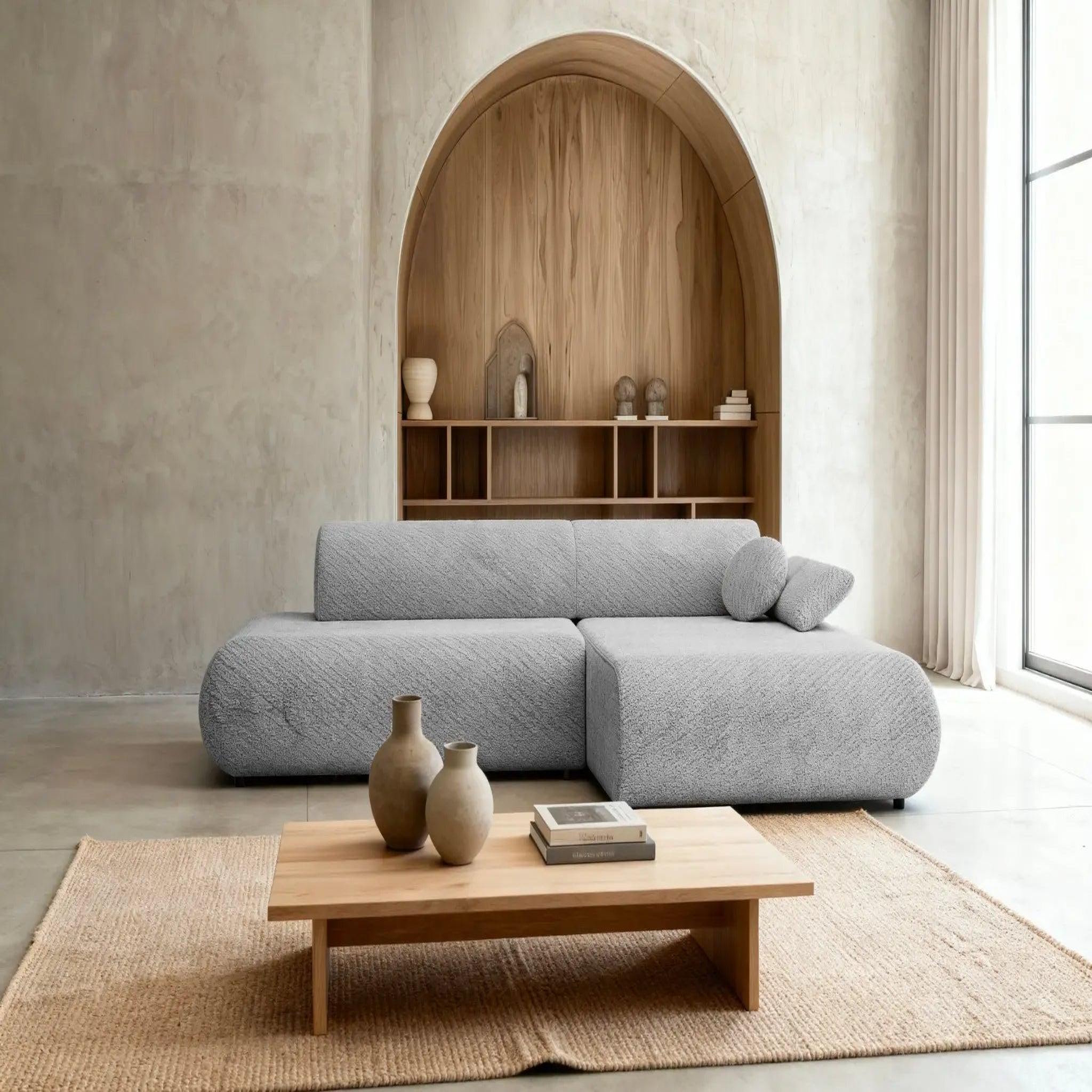 Voir la diapositive 3 : CASANOVA PARIS Levi - canapé d'angle convertible tissu lisse