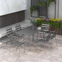 Voir la diapositive 2 : OUTSUNNY Salon de jardin 6 places 7 pièces - table à manger 6 chaises empilables - acier thermolaqué gris
