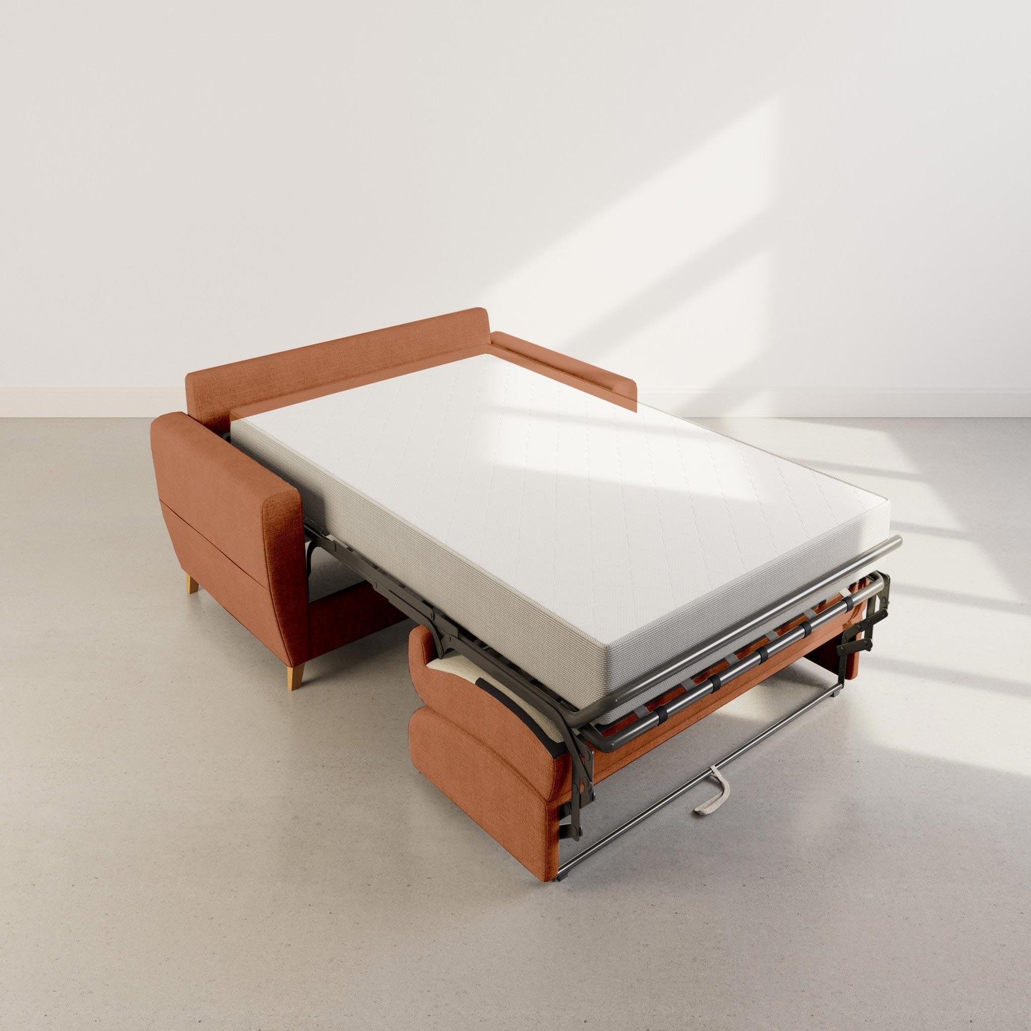 Voir la diapositive 2 : BEST MOBILIER Thibault - canapé lit 3 places convertible express couchage quotidien 140 cm matelas 18 cm en velours texturé