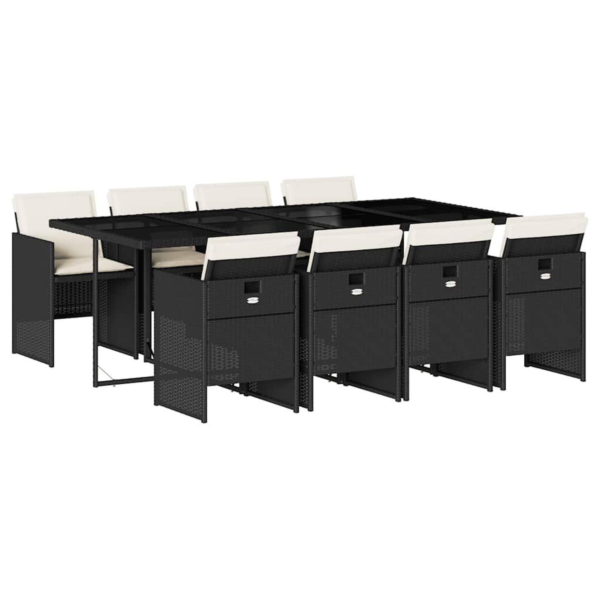 Voir la diapositive 2 : VIDAXL Ensemble a manger de jardin 9pcs coussins noir resine tressee