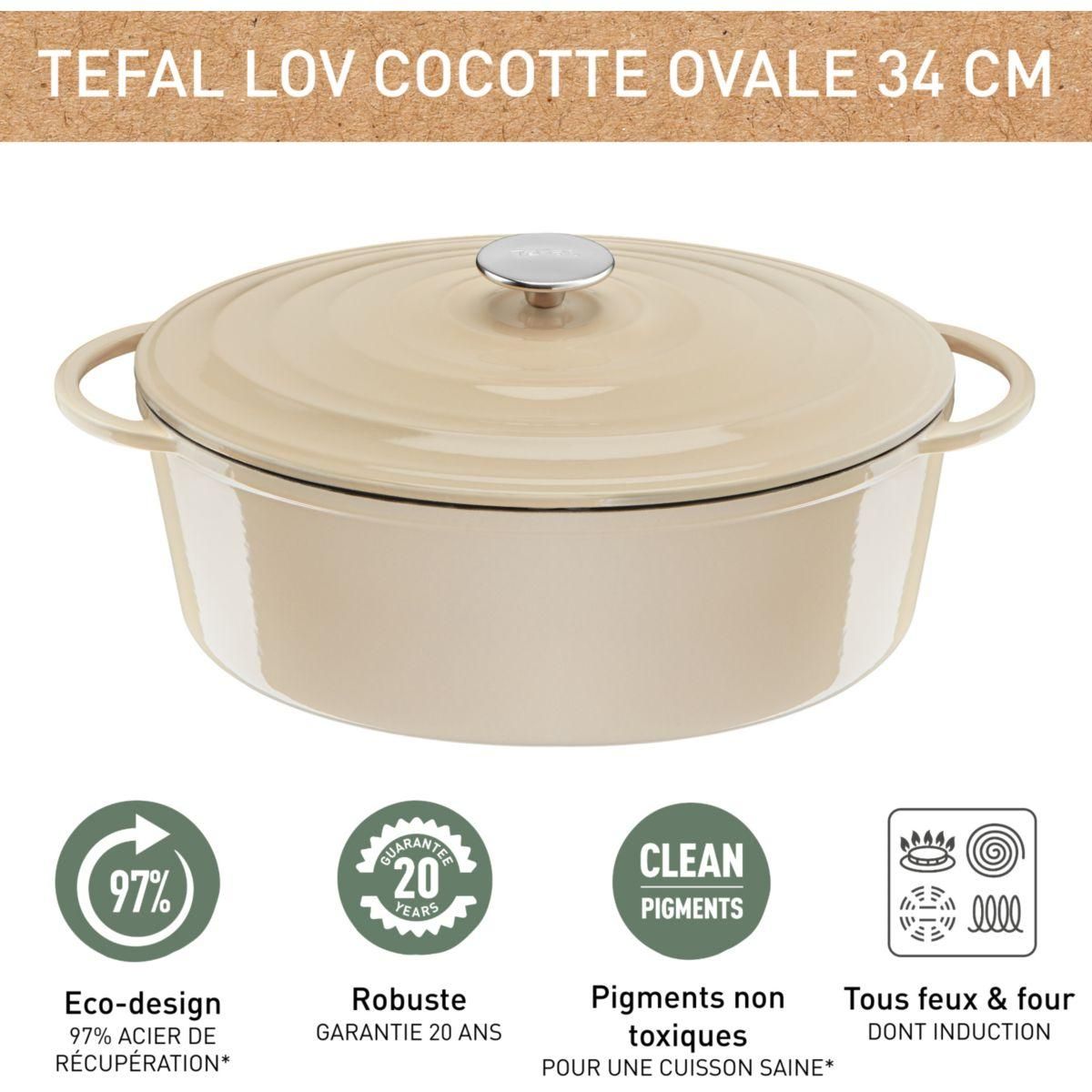 TEFAL Cocotte Fonte LOV faitout 34cm beige