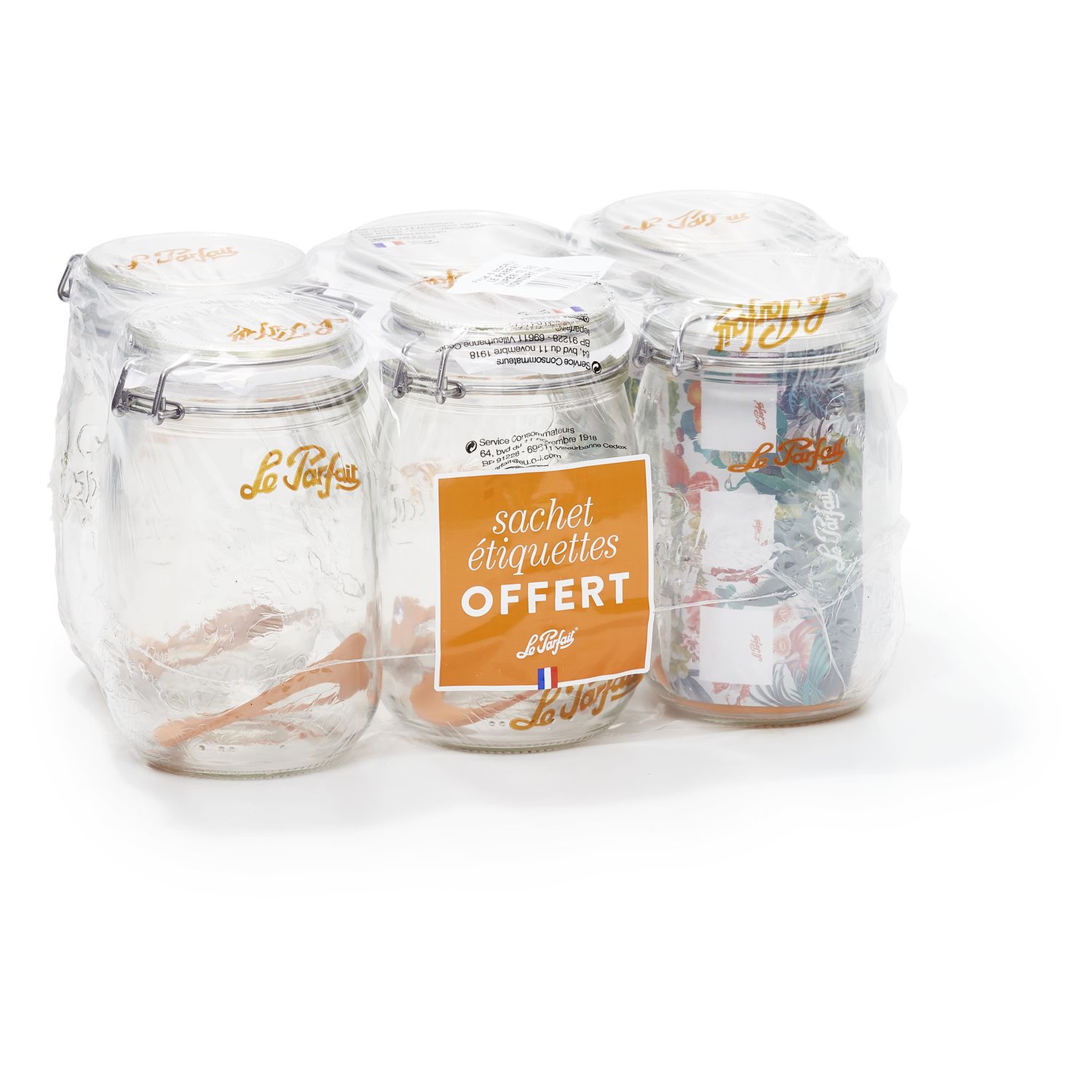 Voir la diapositive 2 : LE PARFAIT 6 BOCAUX LPS 1L D 85MM ETIQUETTES OFFERTES