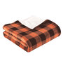 Voir la diapositive 1 : ACTUEL Plaid imprimé carreaux double face flanelle/sherpa 