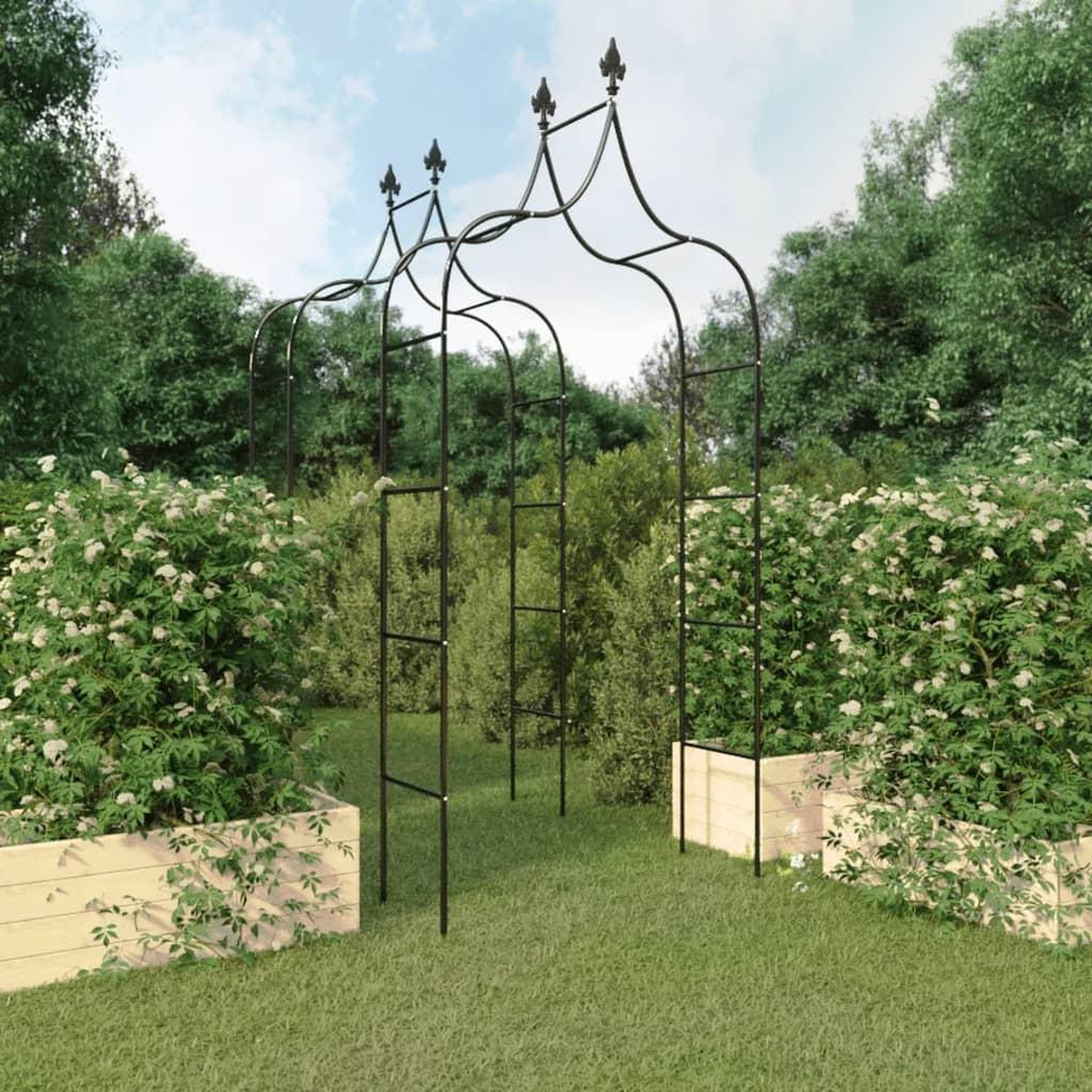 Voir la diapositive 1 : VIDAXL Arches de jardin 2 pcs Noir 120x38x260 cm Acier