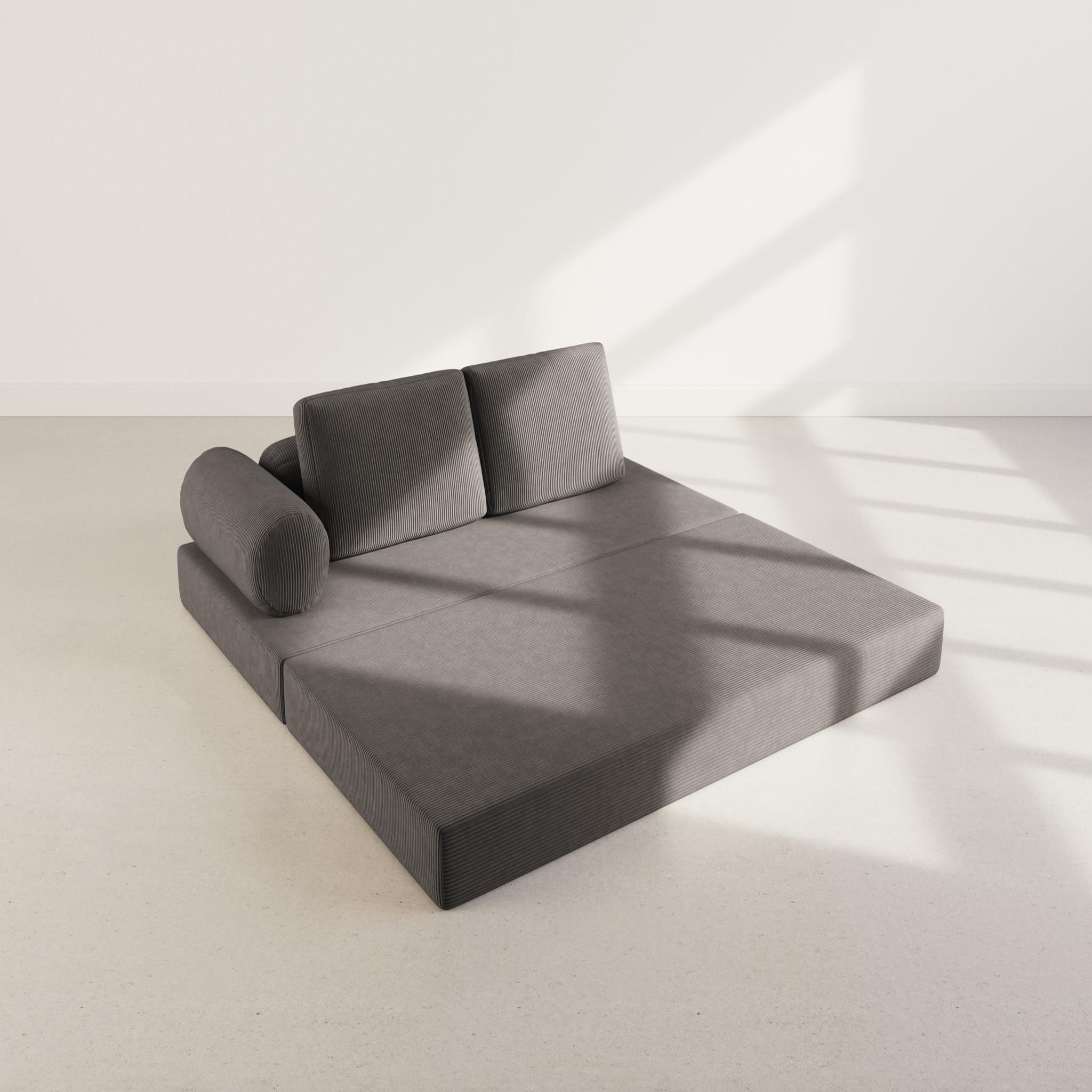 Voir la diapositive 3 : LISA DESIGN Lonny - canapé 3 places convertible en velours côtelé