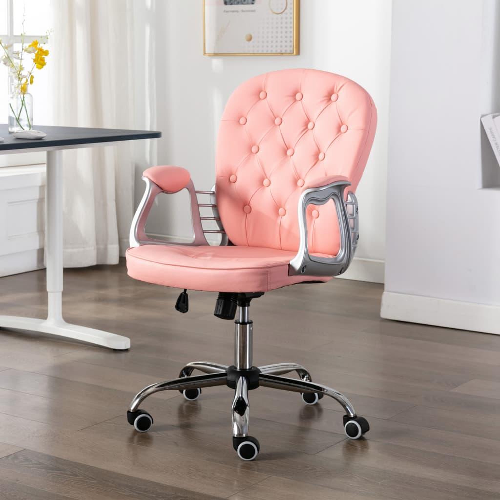 Voir la diapositive 1 : VIDAXL Chaise de bureau pivotante Rose Similicuir