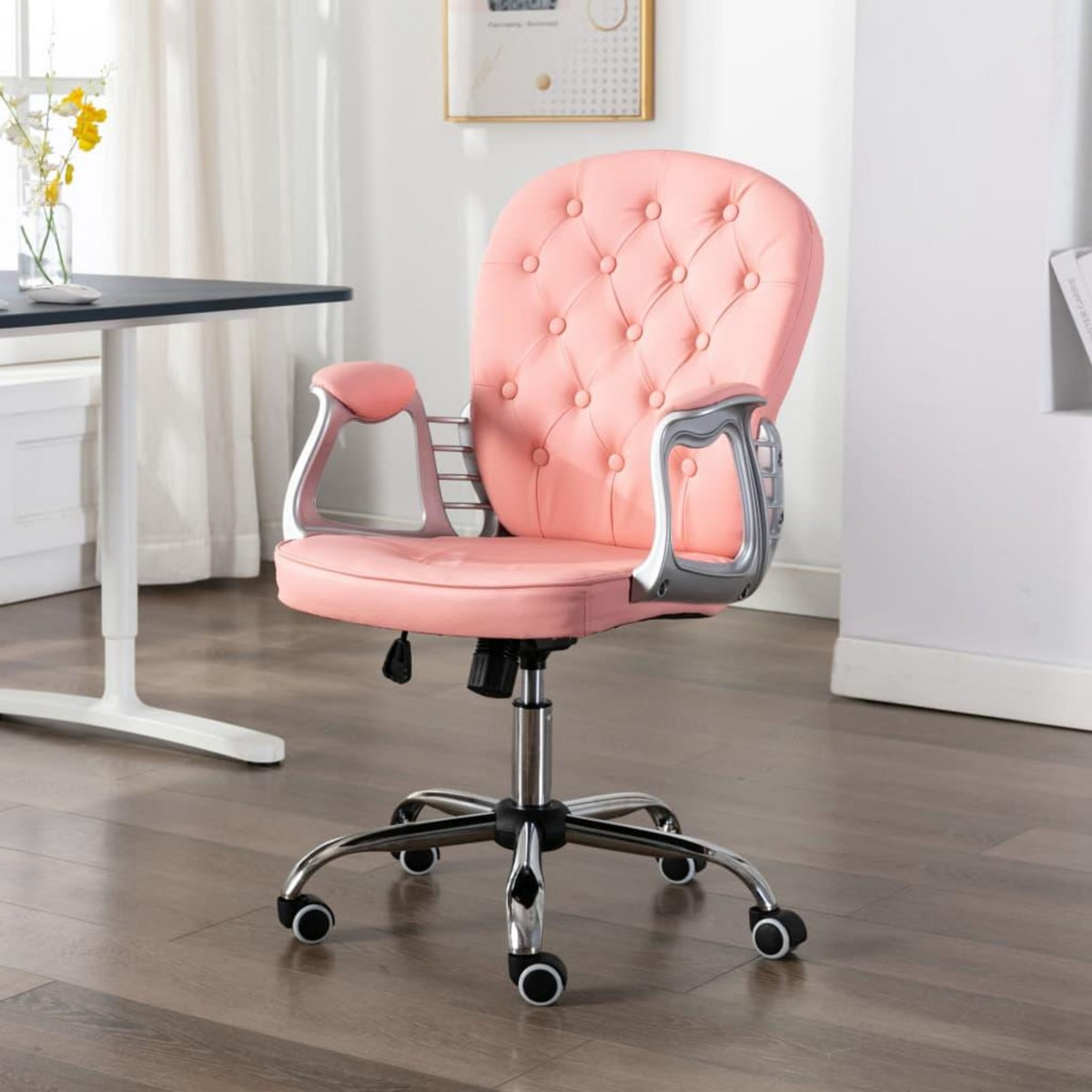 VIDAXL Chaise de bureau pivotante Rose Similicuir