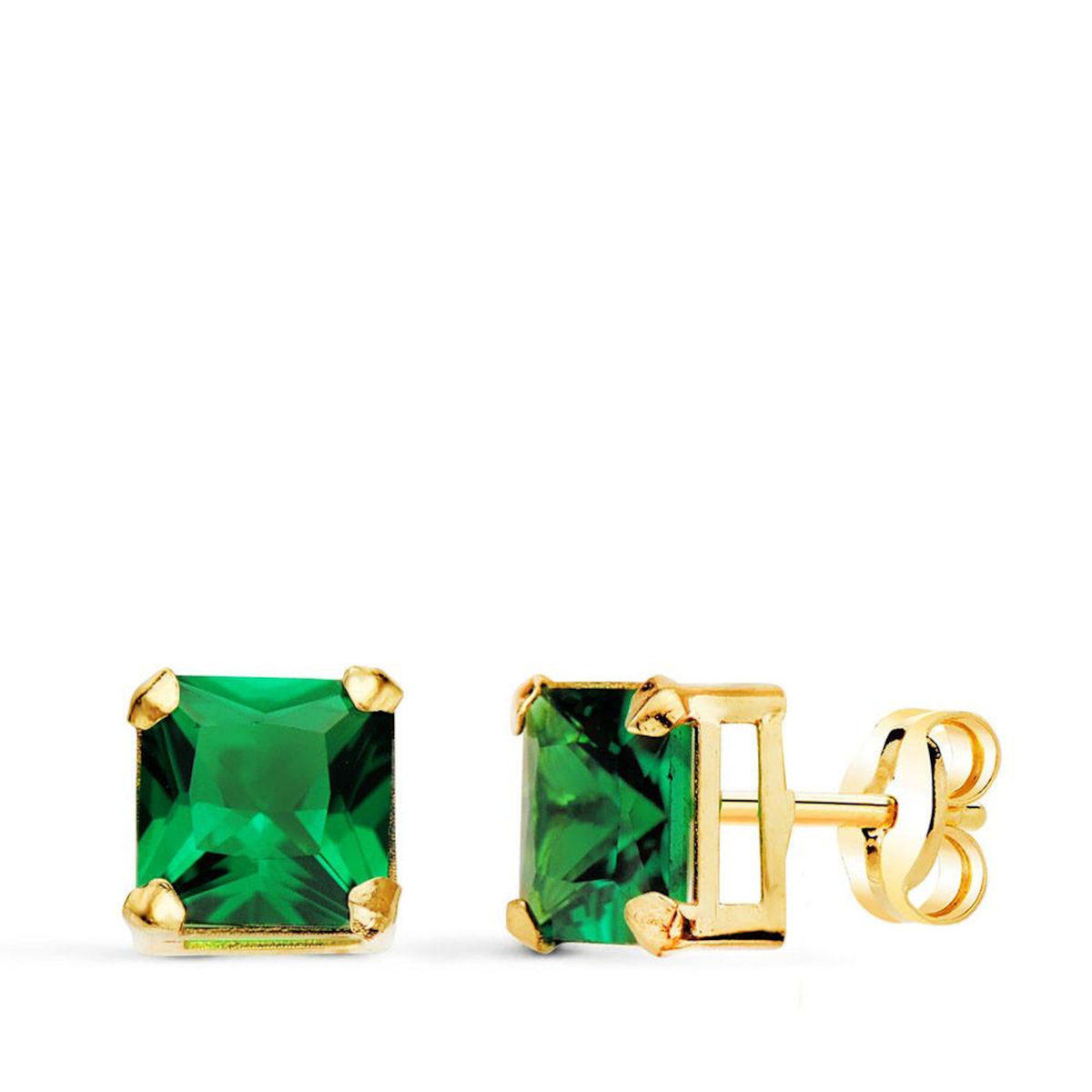 L'ATELIER D'AZUR Boucles d'Oreilles Or 18 Carats 750/000 - Zirconiums Vert Emeraude