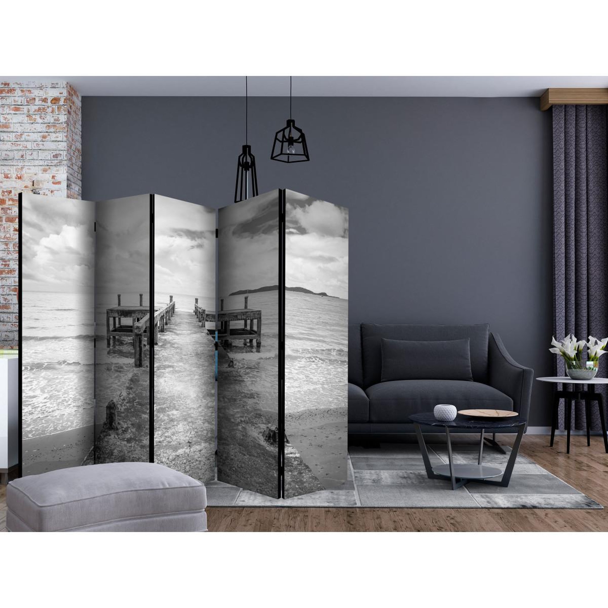 Voir la diapositive 2 : Paris Prix Paravent 5 volets  concrete pier  172x225cm