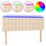 Voir la diapositive 2 : VIDAXL Tete de lit a LED Creme 144x5x78/88 cm Tissu