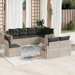 VIDAXL Salon de jardin 8 pcs avec coussins gris clair resine tressee