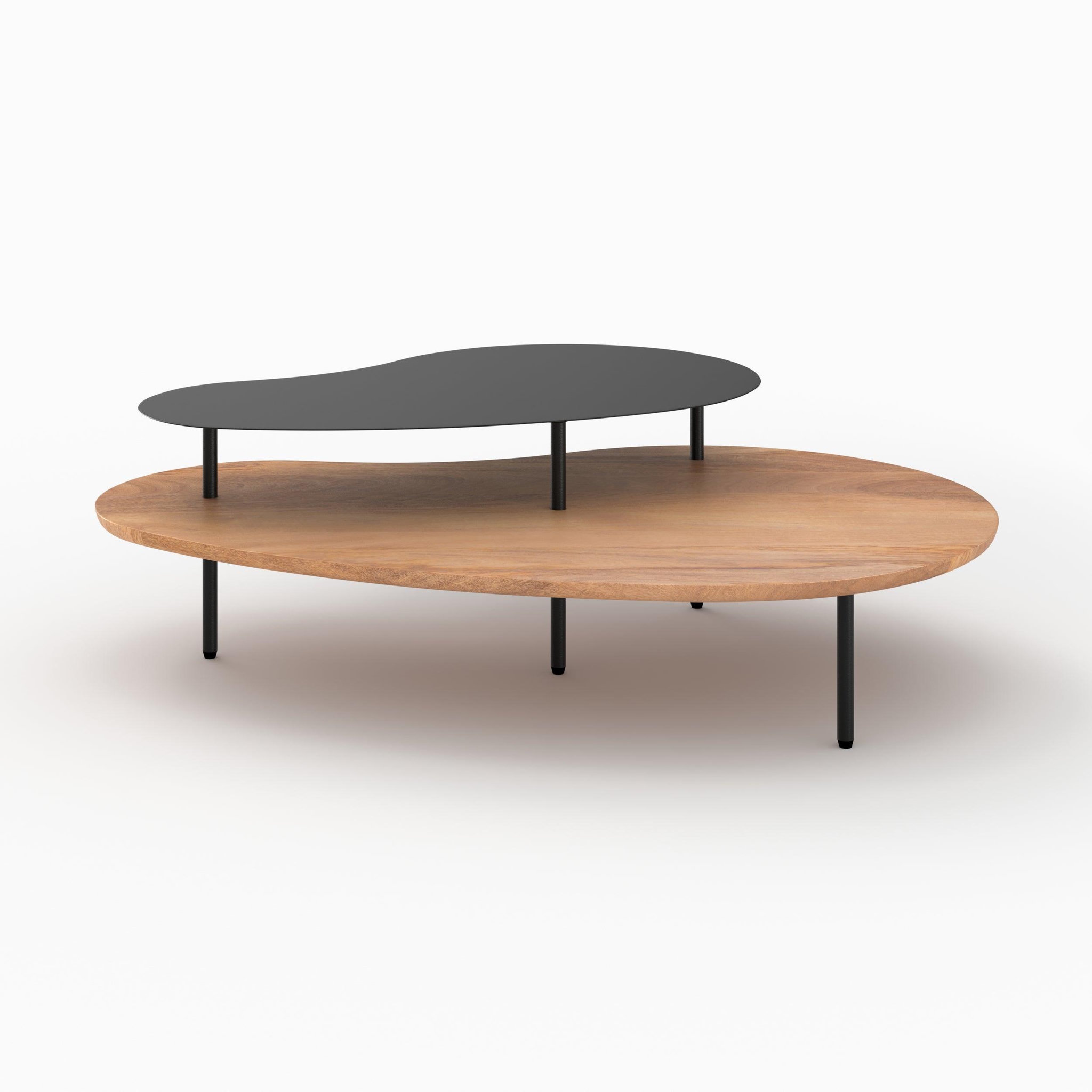 Voir la diapositive 3 : MAISON PAVANE Tables gigognes en bois et metal noir (lot de 2)-moji