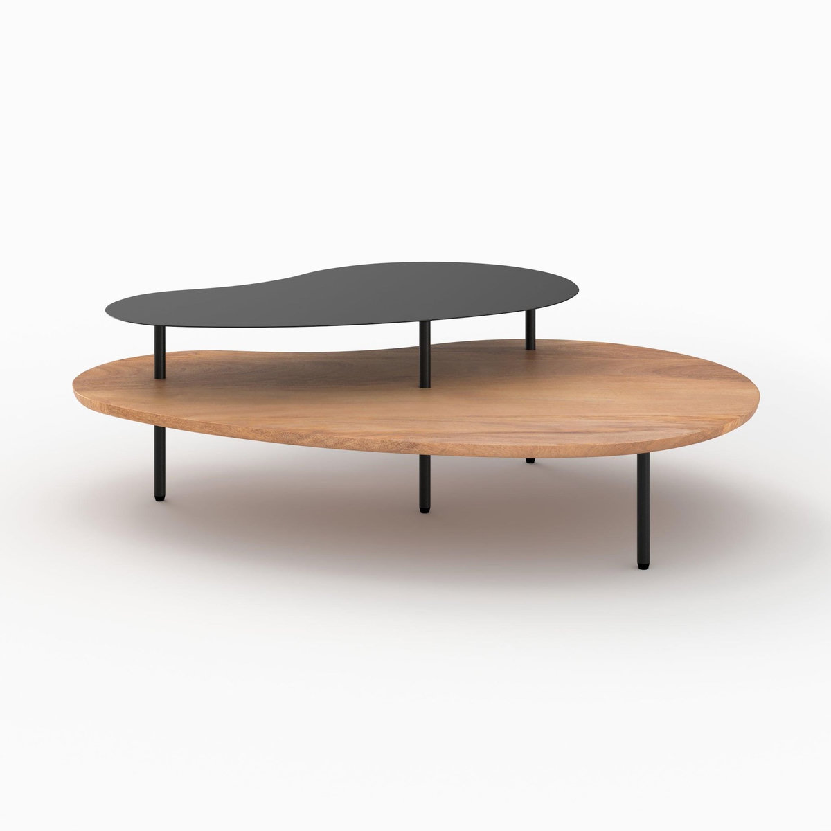 Rendez vous déco Tables gigognes en bois et metal noir (lot de 2)-Moji