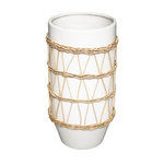 ATMOSPHERA Vase Design en Céramique  Rotin  25cm Blanc
